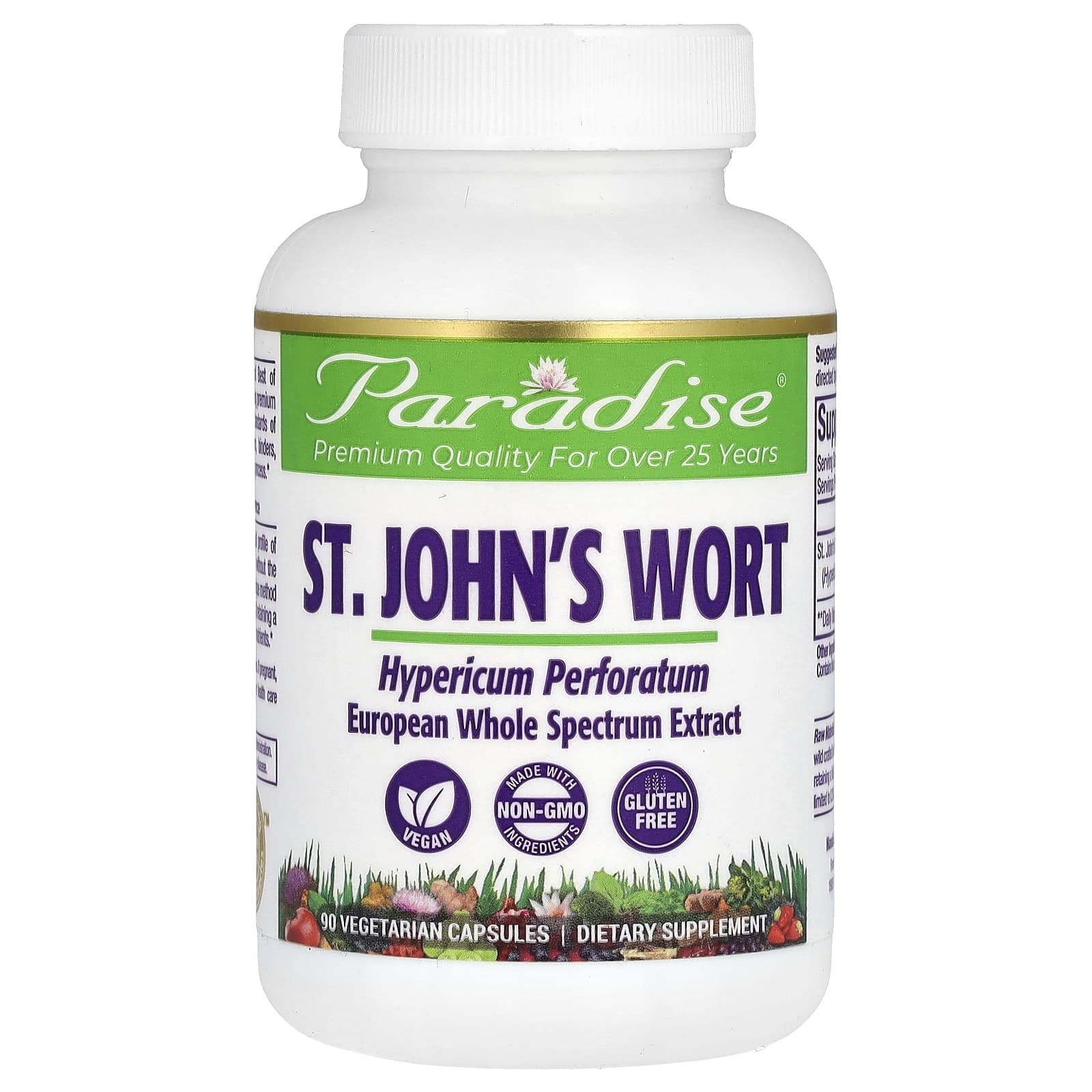 Paradise Herbs, St. John's Wort, 90 Vegetarian Capsules (300 mg per Capsule) - Image 1