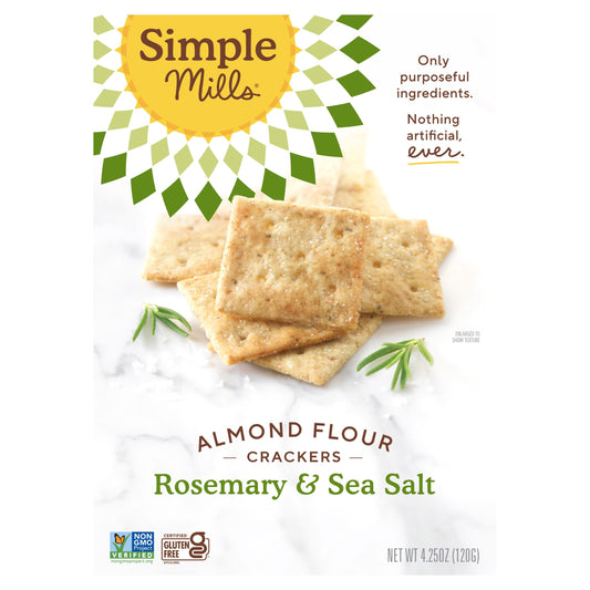Simple Mills, Almond Flour Crackers, Rosemary & Sea Salt, 4.25 oz (120 g) - Image 1