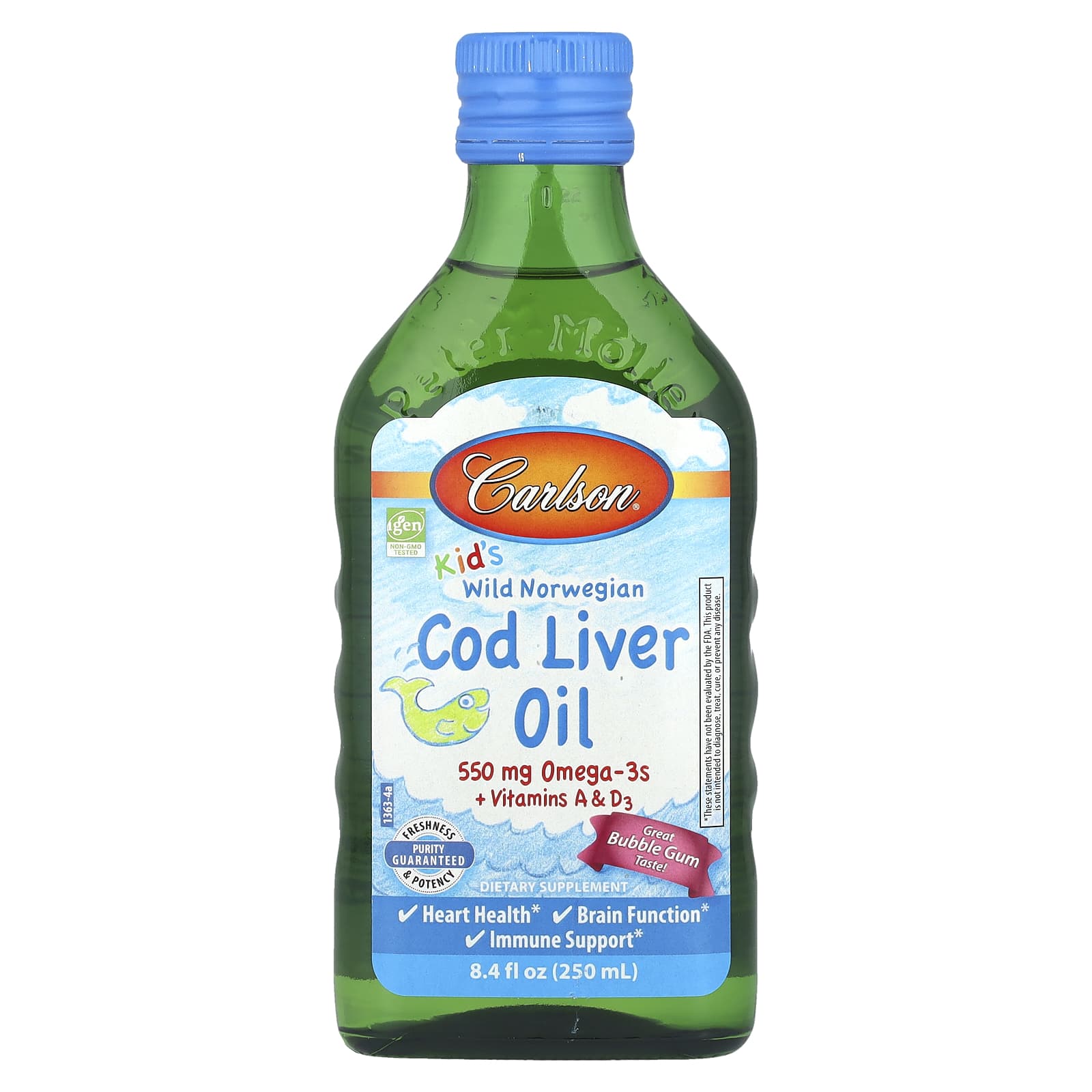 Carlson Kid's Norwegian Cod Liver Oil with Vitamins A & D3 - 8.4 fl oz - Image 1