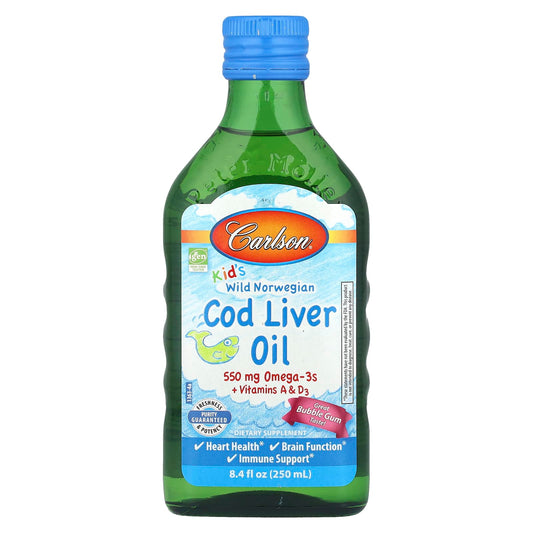 Carlson Kid's Norwegian Cod Liver Oil with Vitamins A & D3 - 8.4 fl oz - Image 1