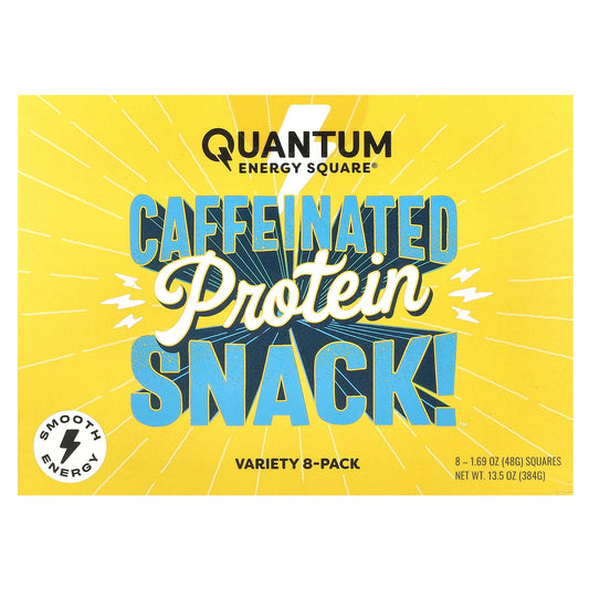 Quantum Energy Square, Caffeinated Protein Snack, Variety , 8 Squares, 1.69 oz (48 g) Each - Image 1