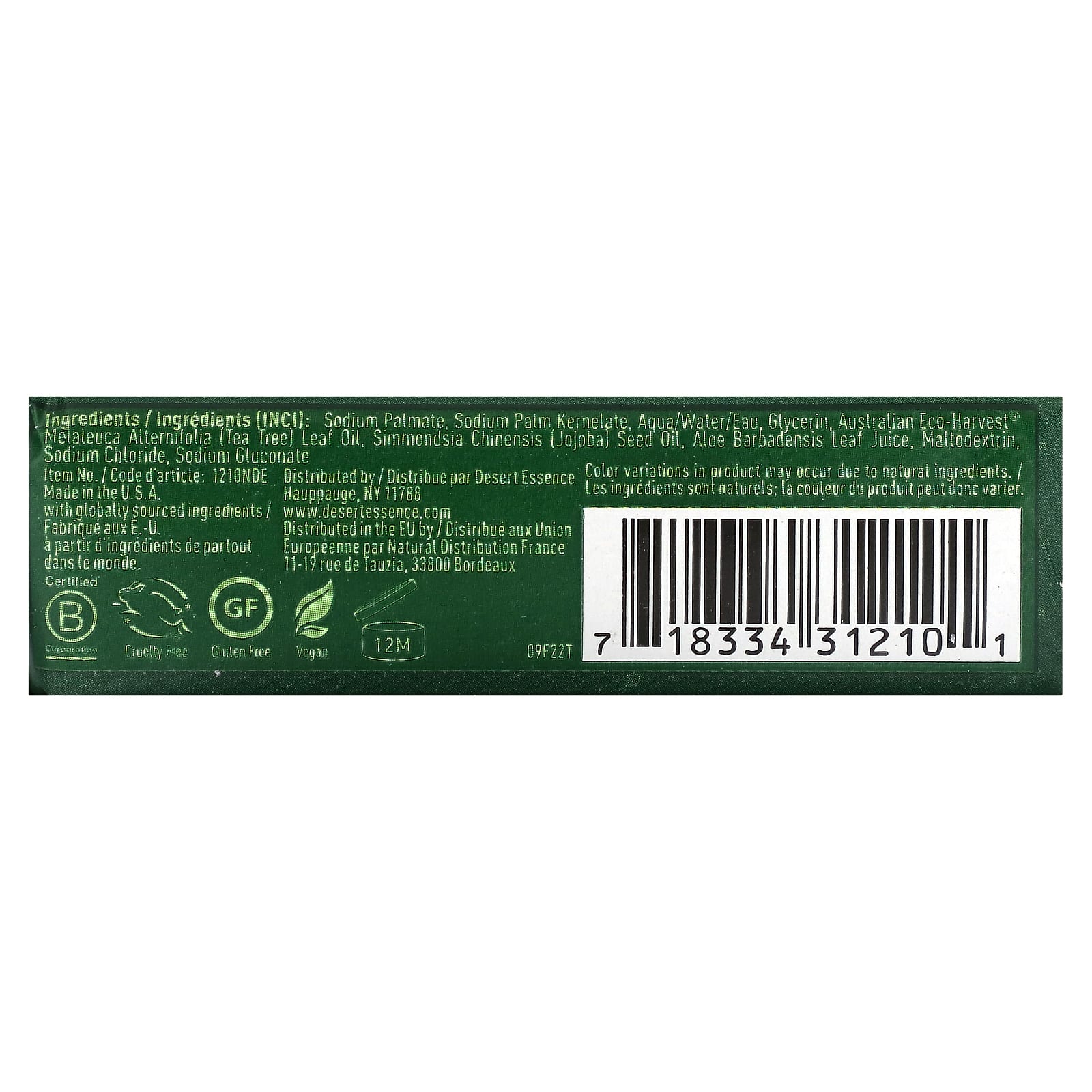 Tea Tree Therapy Soap Bar by Desert Essence - Sensitive Skin Friendly - Image 2