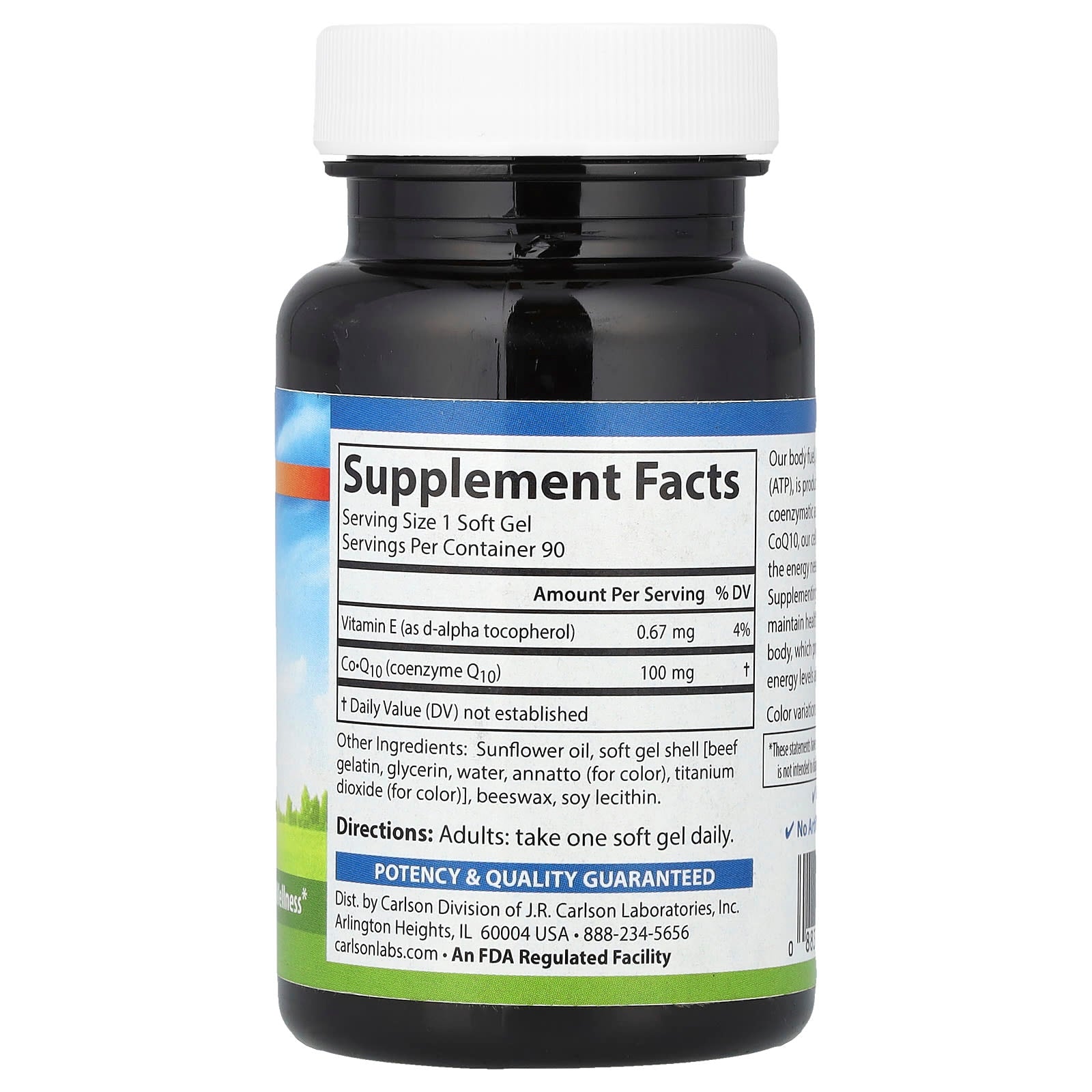 Carlson CoQ10 100mg 90 Soft Gels - Energy & Heart Health - Image 2