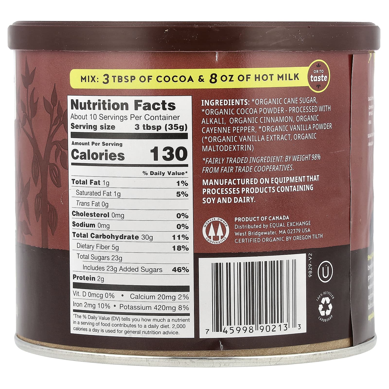Spicy Organic Hot Cocoa by Equal Exchange, Fair Trade, 12 oz - Image 2