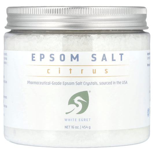 White Egret, Epsom Salt, Citrus, 16 oz (454 g) - Image 1