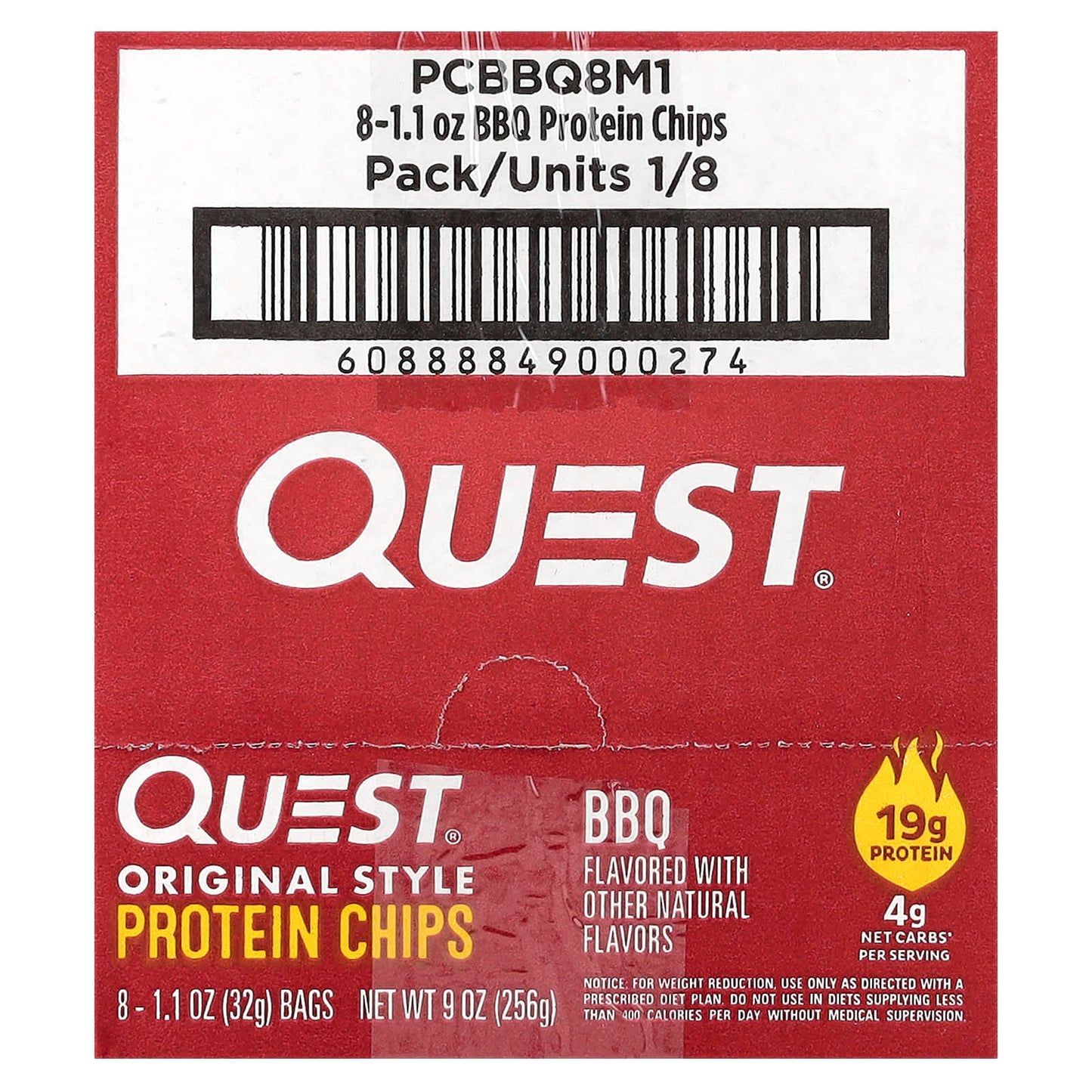 Quest Nutrition, Original Style Protein Chips, BBQ, 8 Bags, 1.1 oz (32 g) Each - Image 2