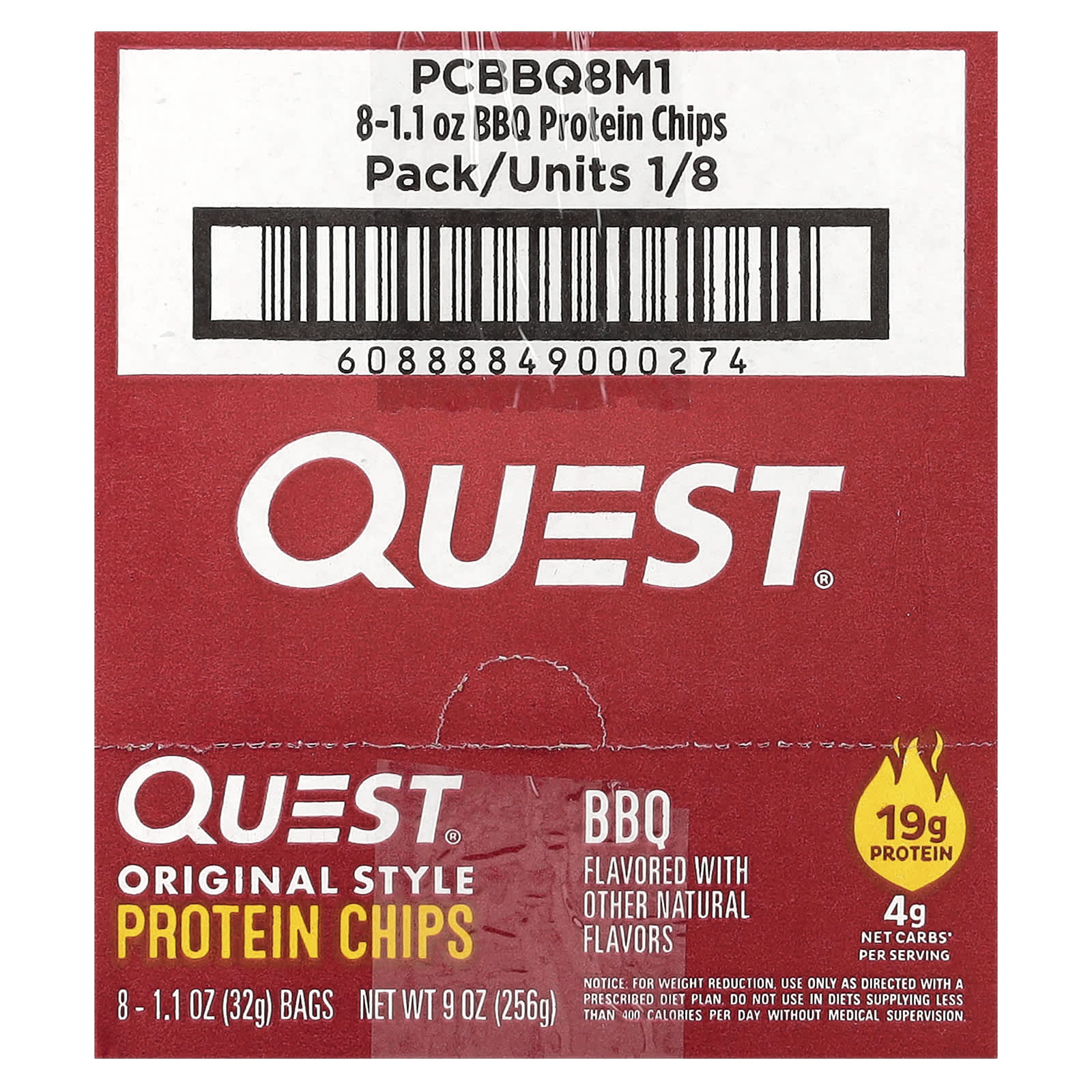 Quest Nutrition, Original Style Protein Chips, BBQ, 8 Bags, 1.1 oz (32 g) Each - Image 2
