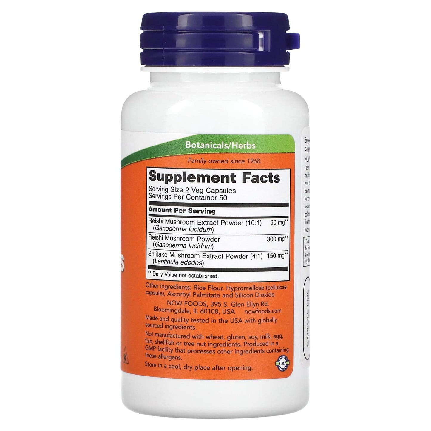 NOW Foods, Rei-Shi Mushrooms, 270 mg, 100 Veg Capsules - Image 2
