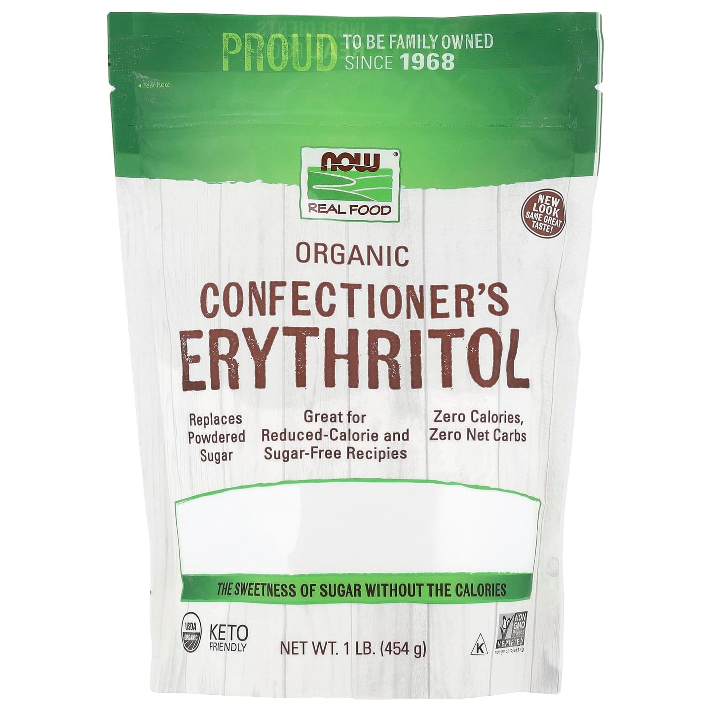 NOW Foods, Real Food, Organic Confectioner's Erythritol, 1 lb (454 g) - Image 1
