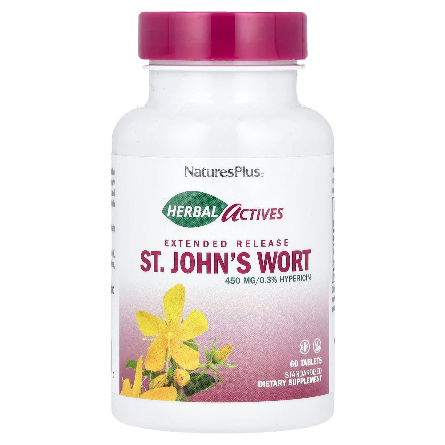 NaturesPlus, Herbal Actives, St. John's Wort, 450 mg, 60 Tablets - Image 1