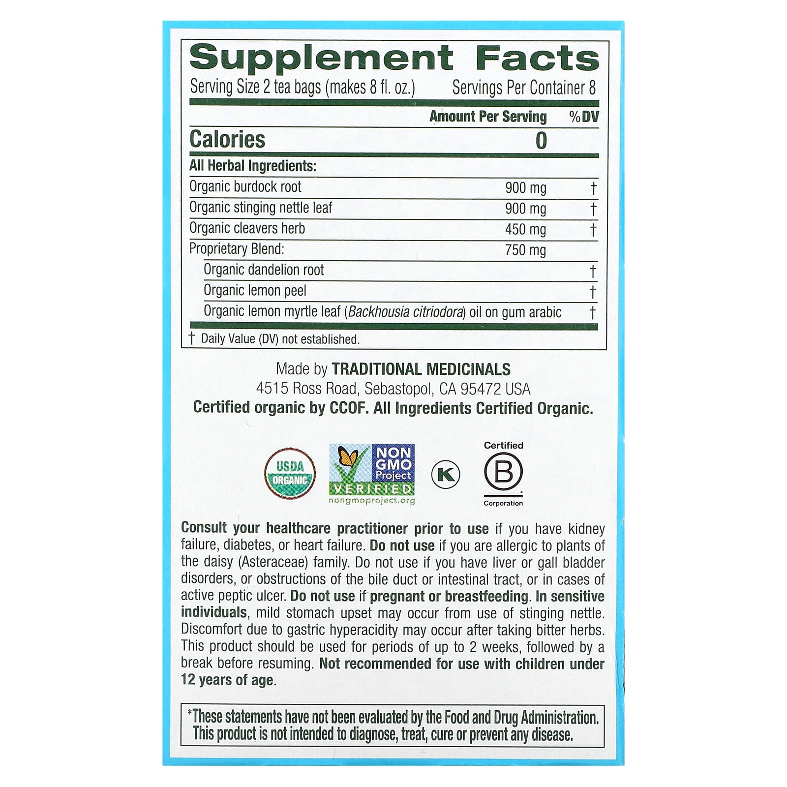 Traditional Medicinals, Organic EveryDay Detox, Lemon, Caffeine Free, 16 Wrapped Tea Bags, 0.85 oz (24 g) - Image 2