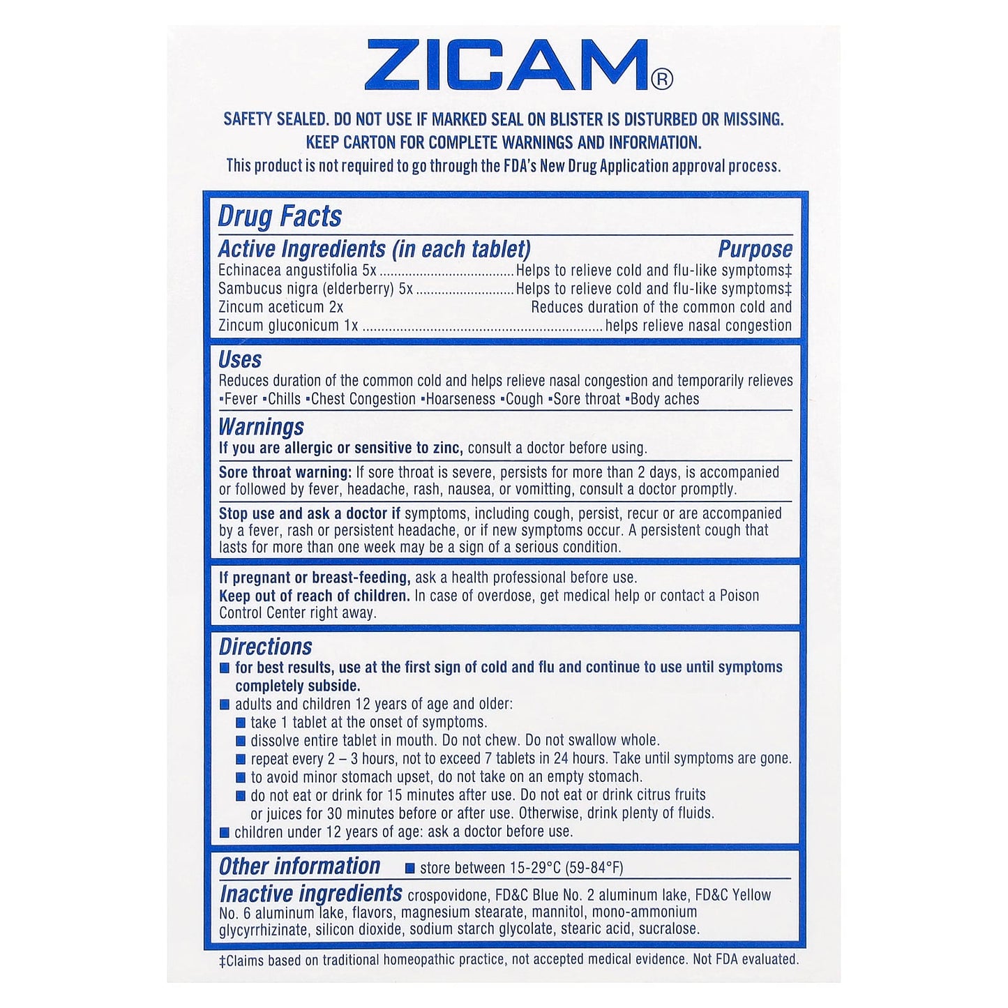 Zicam, Echinacea + Sambucus, Cooling Peppermint, 20 Quick-Dissolve Tablets - Image 2