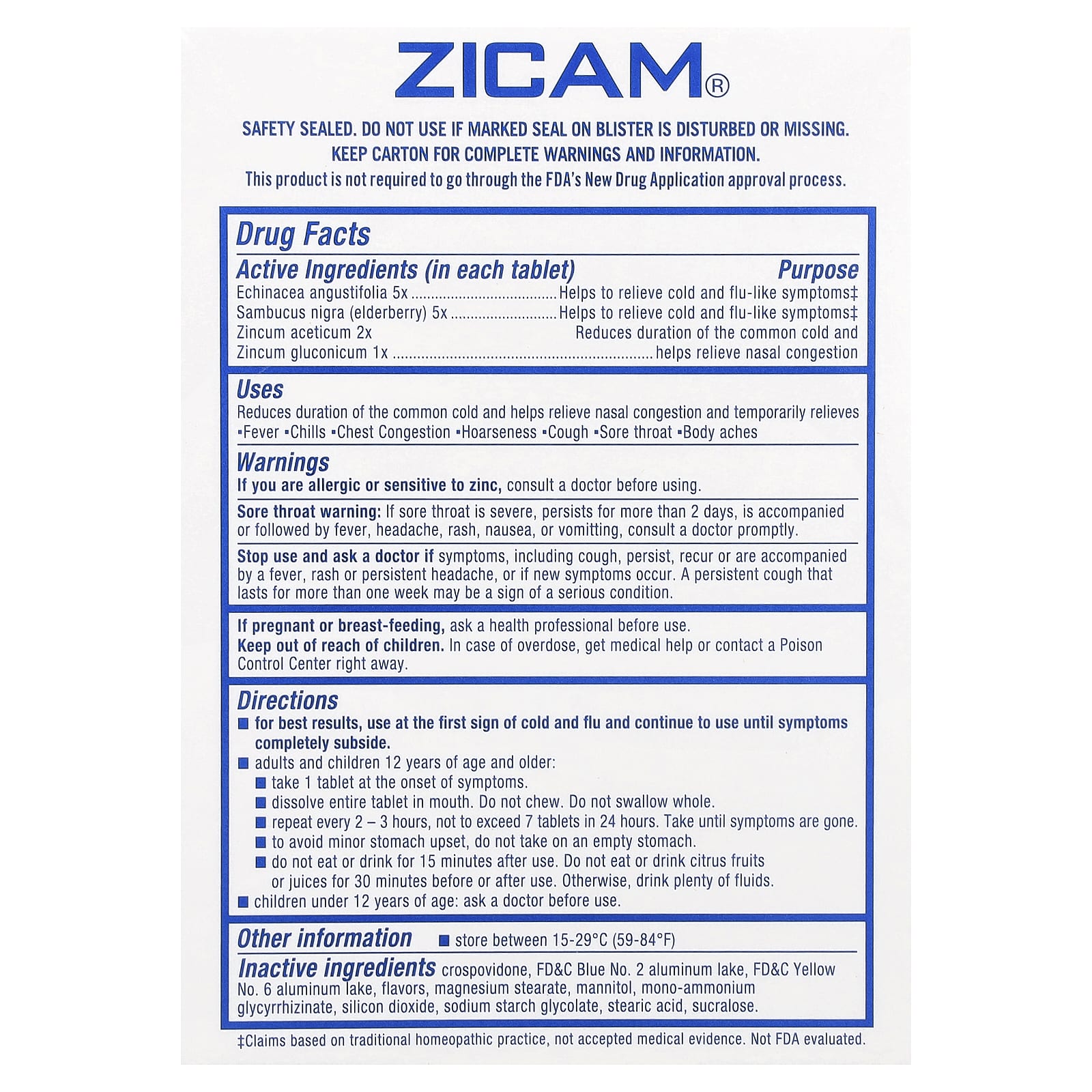 Zicam, Echinacea + Sambucus, Cooling Peppermint, 20 Quick-Dissolve Tablets - Image 2