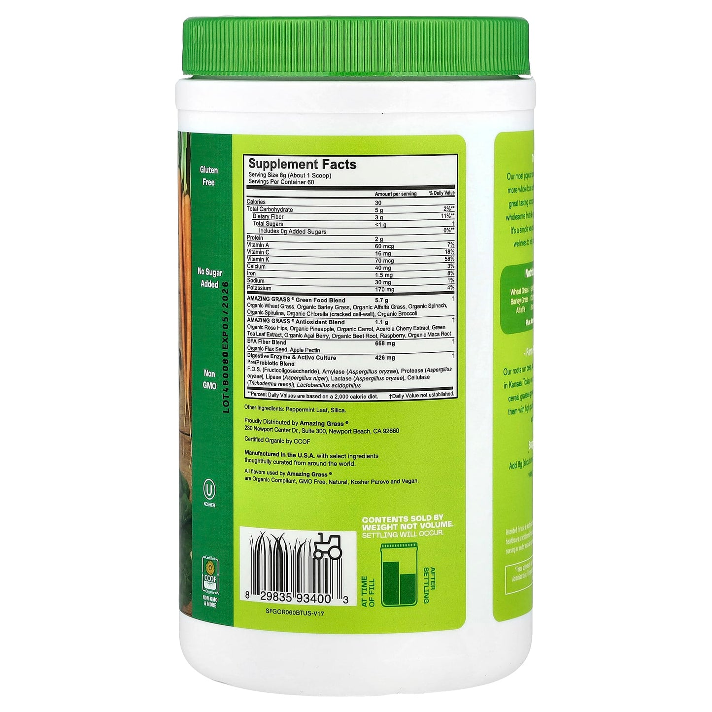 Amazing Grass Greens Blend Superfood, 480g | Organic & Plant-Based - Image 2