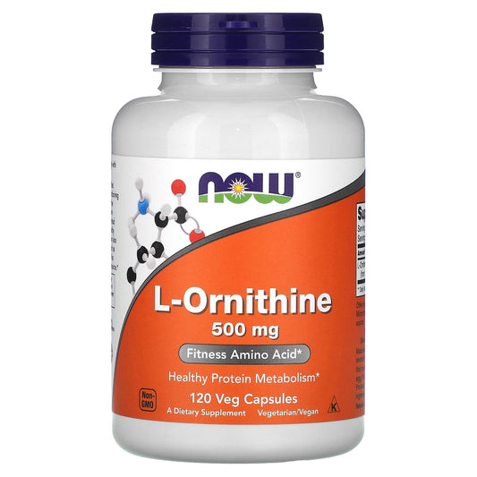 NOW Foods, L-Ornithine, 500 mg, 120 Veg Capsules - Image 1