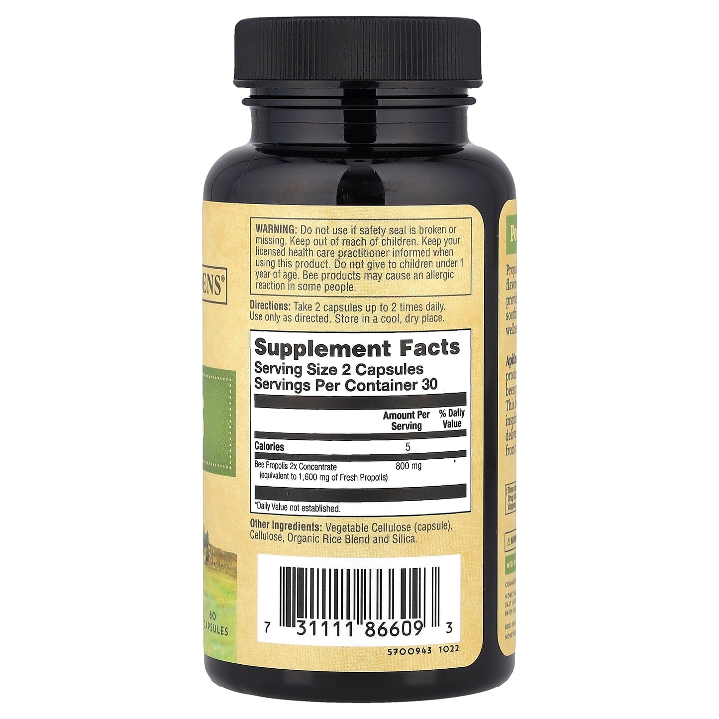 Zand, Bee Propolis, 2x Potency, 60 Capsules (400 mg per Capsule) - Image 2