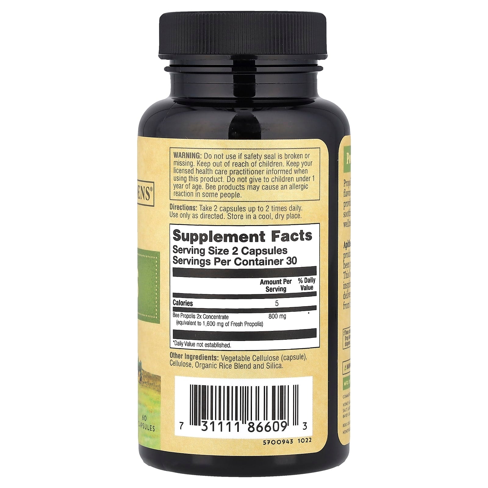 Zand, Bee Propolis, 2x Potency, 60 Capsules (400 mg per Capsule) - Image 2