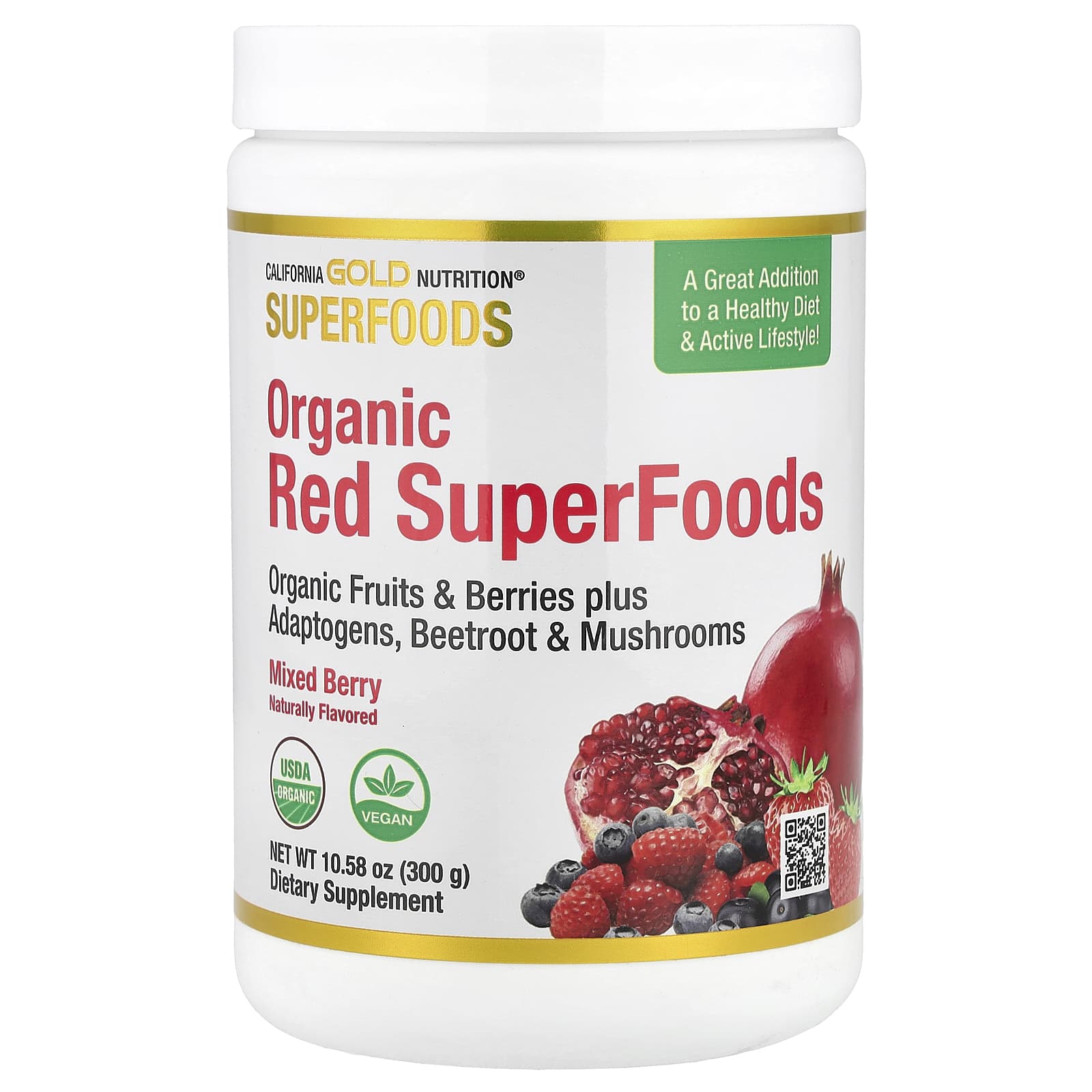 California Gold Nutrition Organic Red Superfoods Powder with Acai, Blueberry, Cranberry & Pomegranate - Image 1