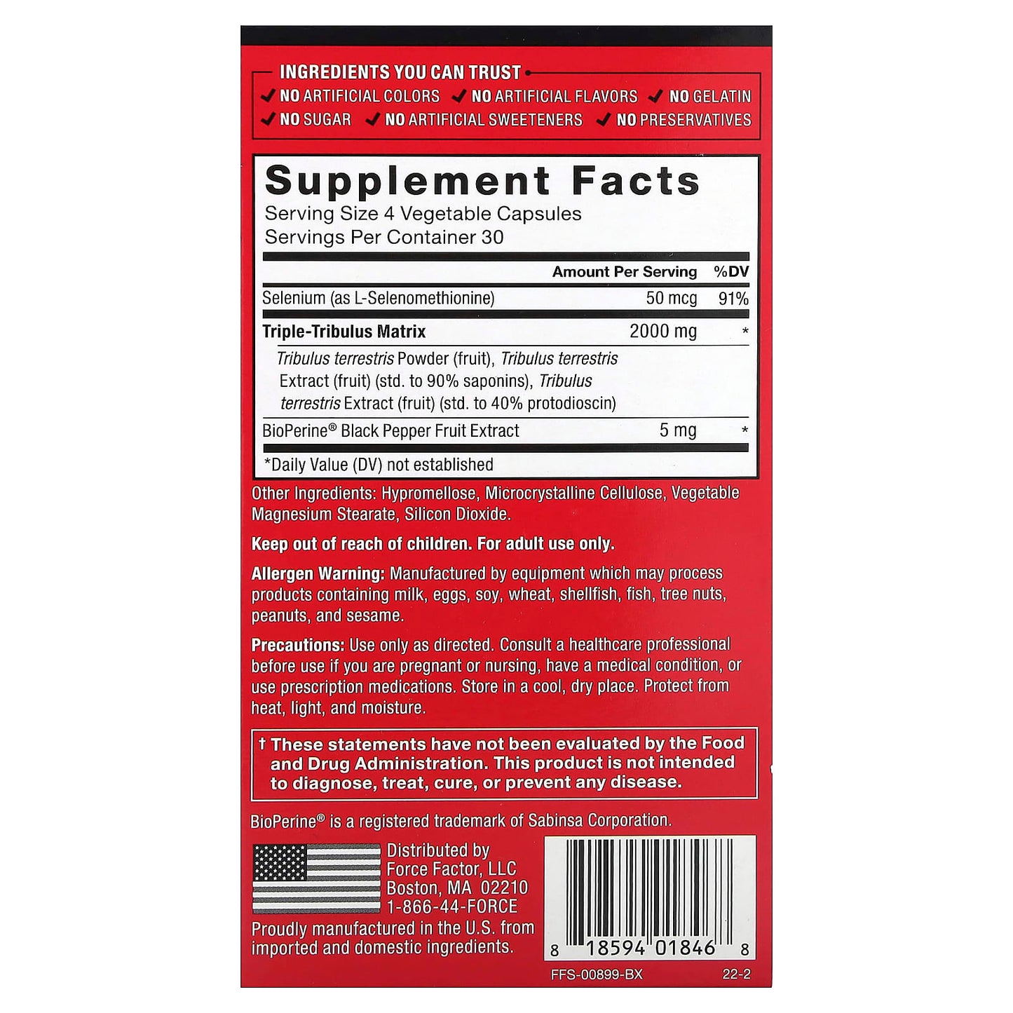 Force Factor Tribulus Terrestris Max, 120 Capsules, Boost Testosterone - Image 2