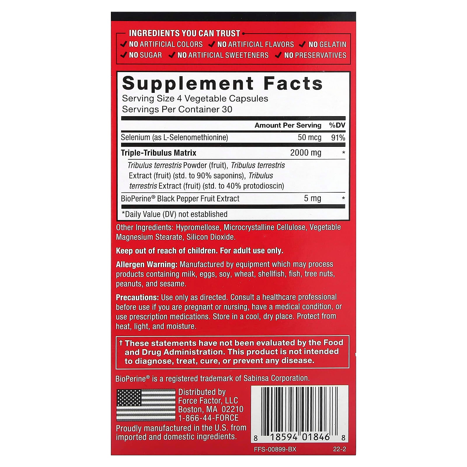 Force Factor Tribulus Terrestris Max, 120 Capsules, Boost Testosterone - Image 2
