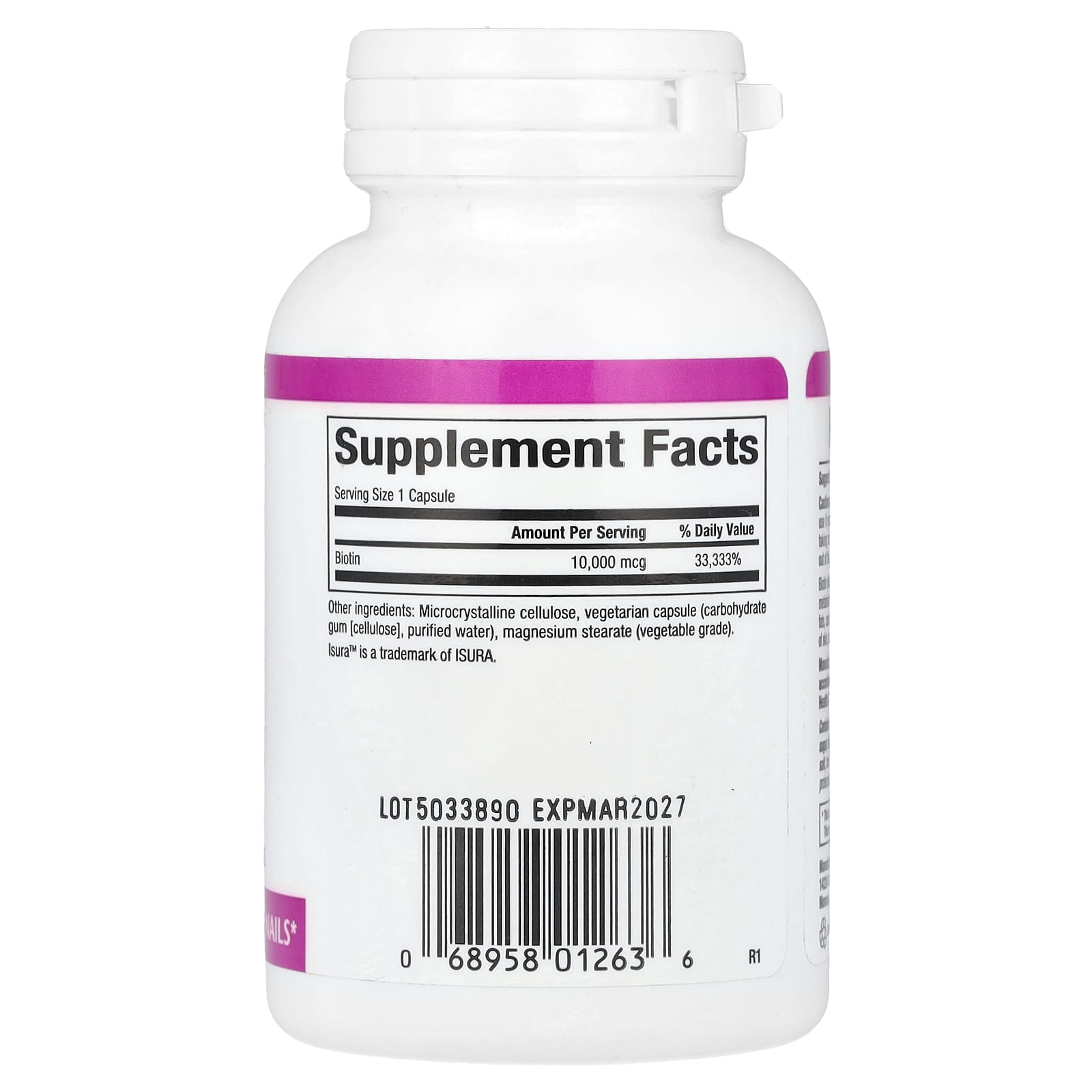 Natural Factors, Biotin, Extra Strength , 10,000 mcg, 60 Vegetarian Capsules - Image 2