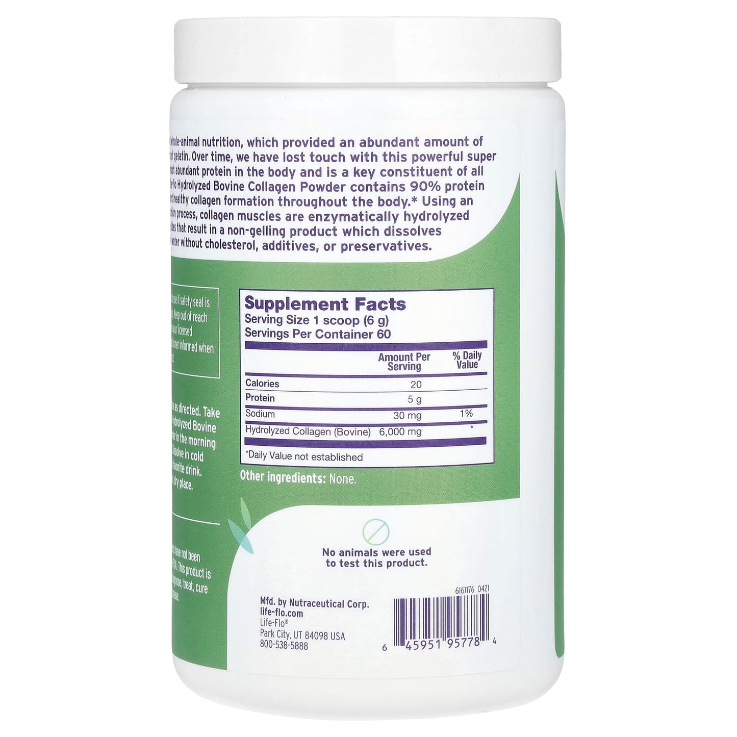 Life-flo, Grass Fed Hydrolyzed Bovine Collagen Powder, Unflavored, 12.7 oz (360 g) - Image 2