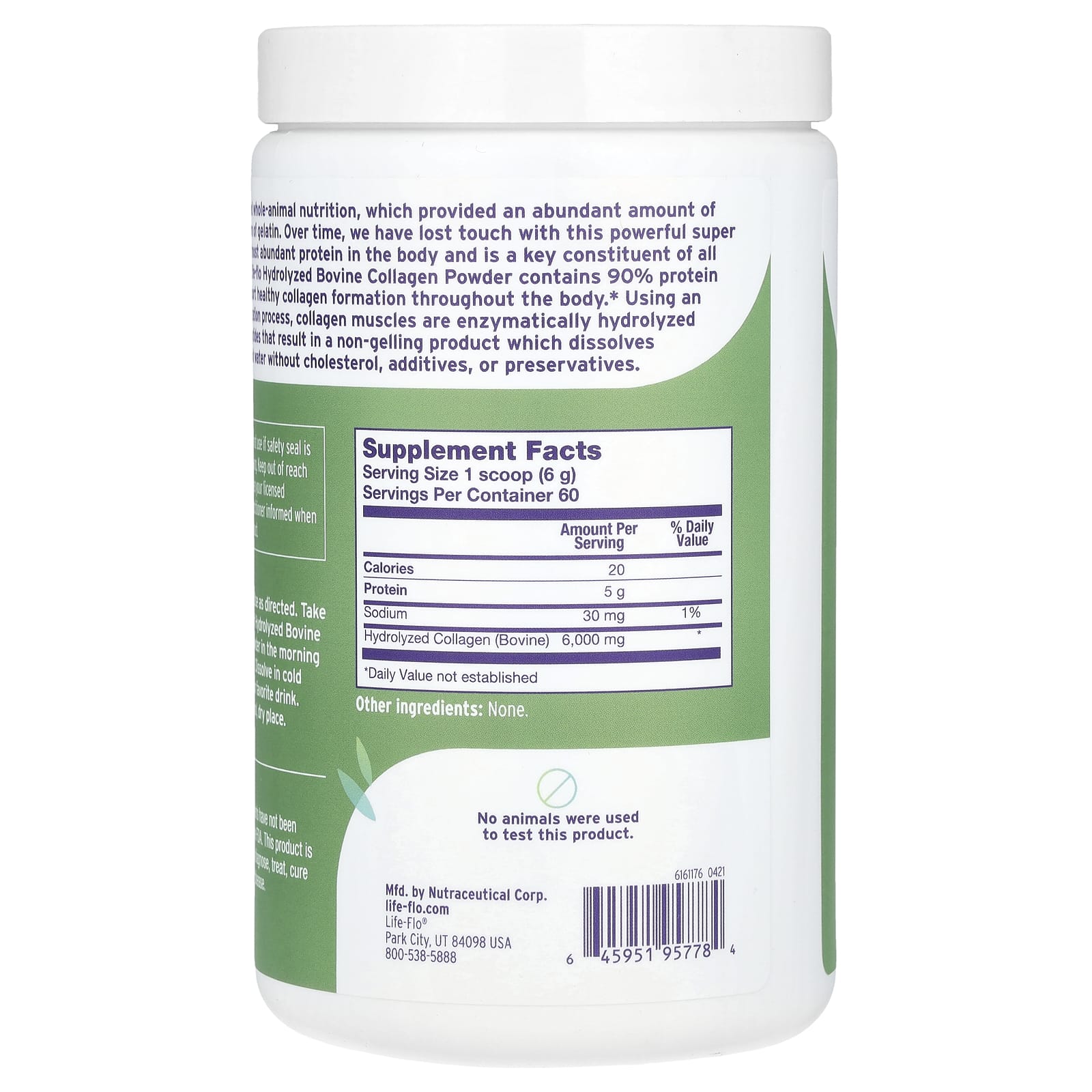 Life-flo, Grass Fed Hydrolyzed Bovine Collagen Powder, Unflavored, 12.7 oz (360 g) - Image 2