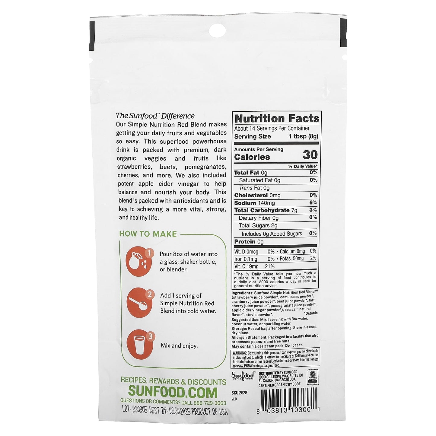 Sunfood, Simple Nutrition, Red Blend, 4 oz (113 g) - Image 2