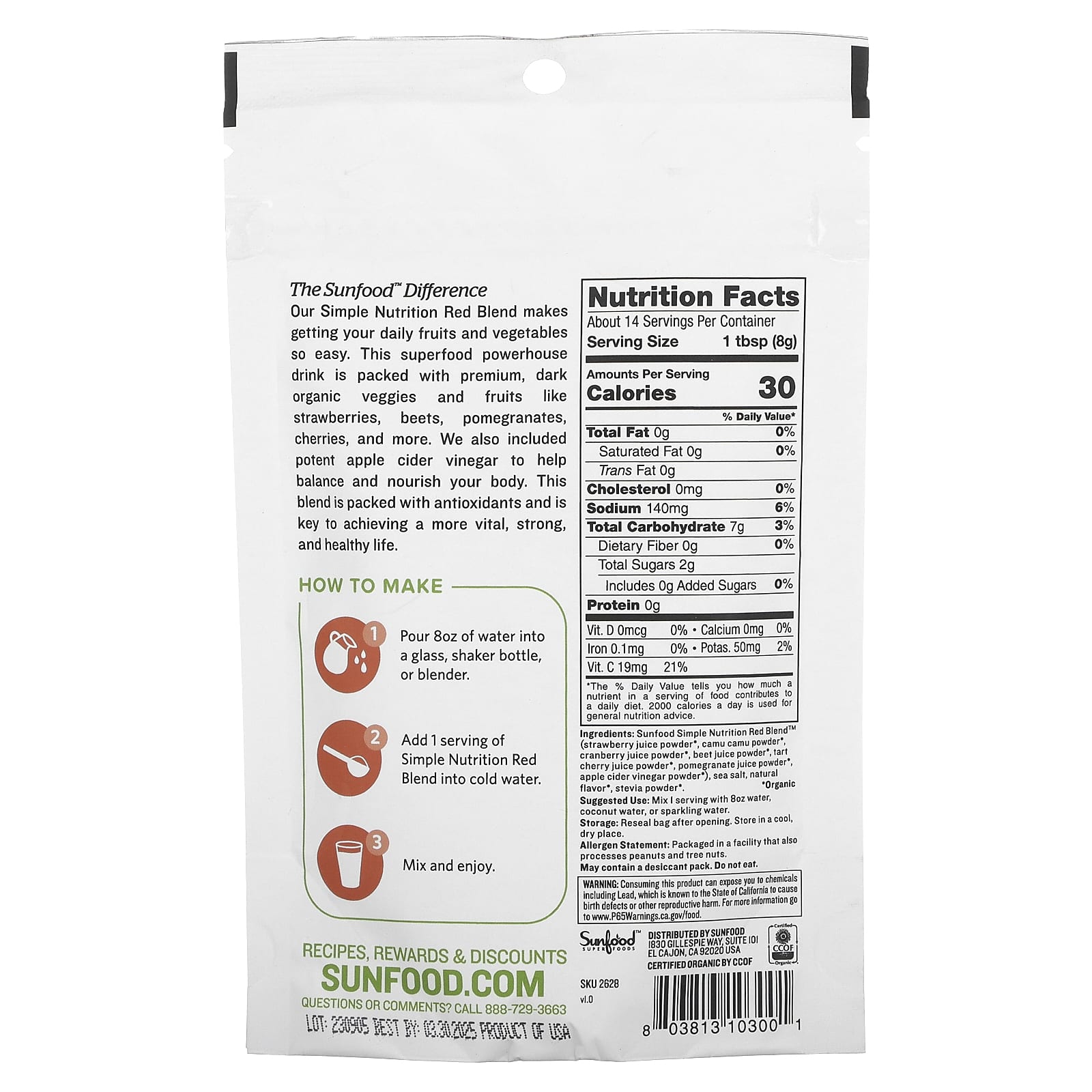 Sunfood, Simple Nutrition, Red Blend, 4 oz (113 g) - Image 2