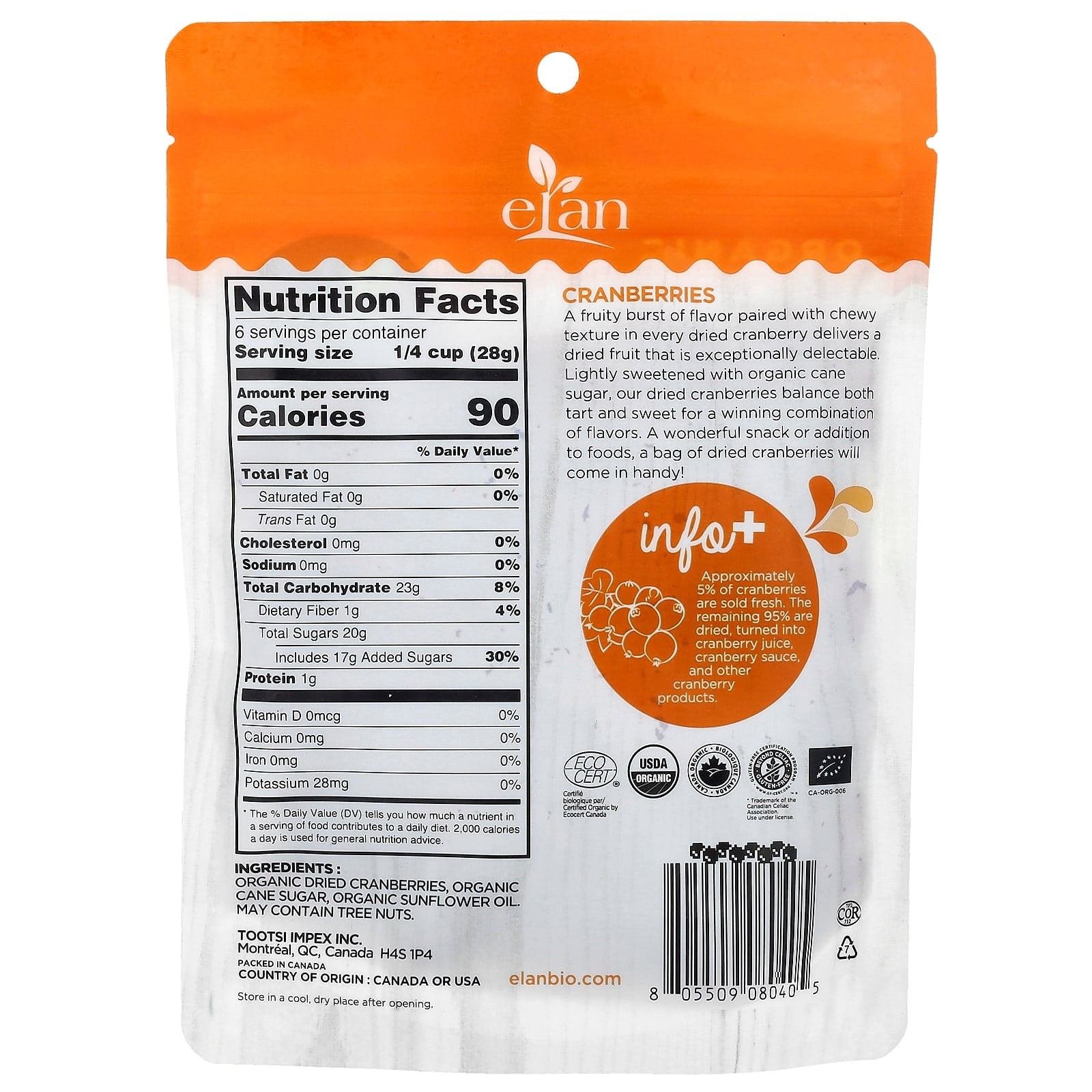 Organic Dried Cranberries by Elan - Delicious & Healthy Snack - Image 2