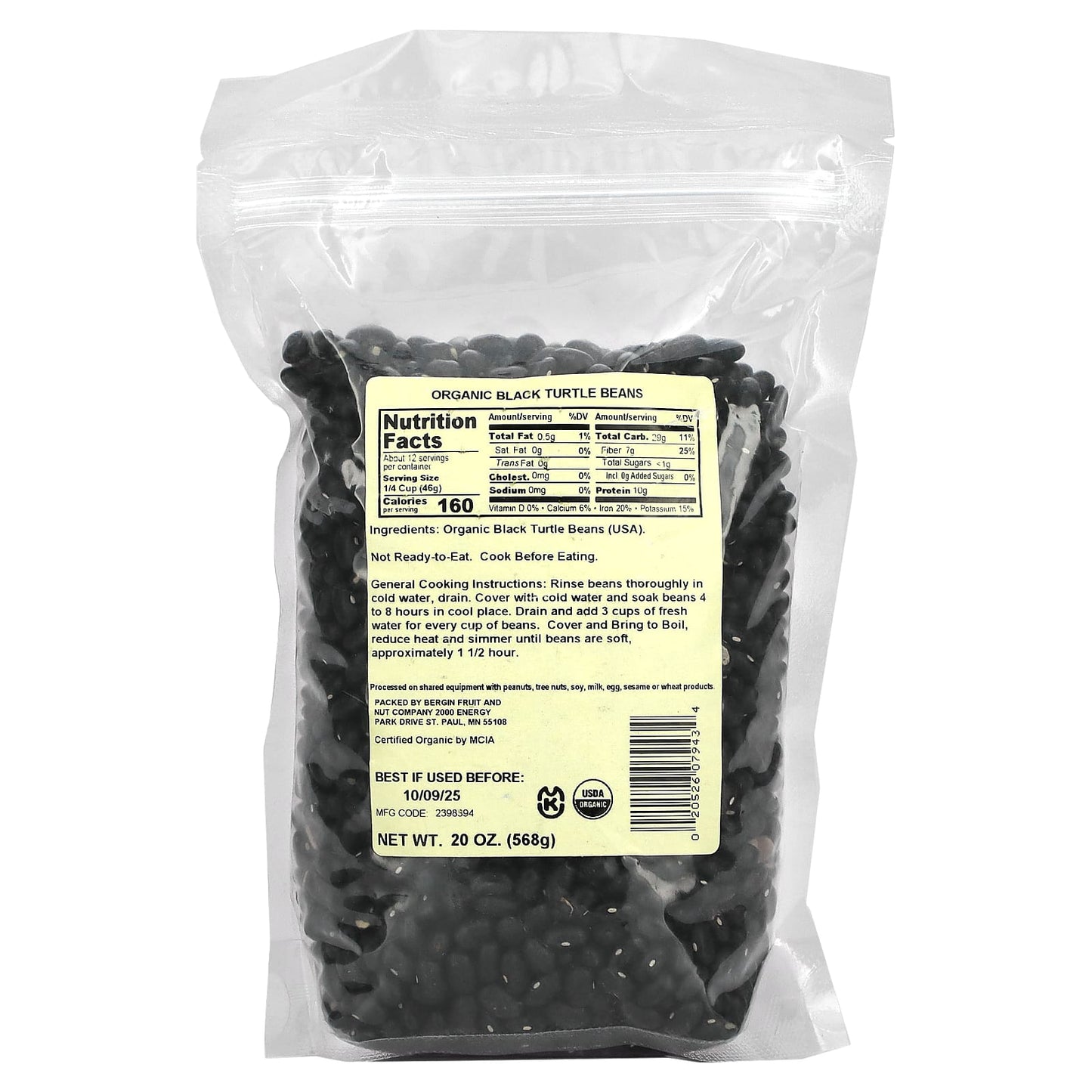 Bergin Organic Black Turtle Beans, 20 oz - USDA Certified - Image 2