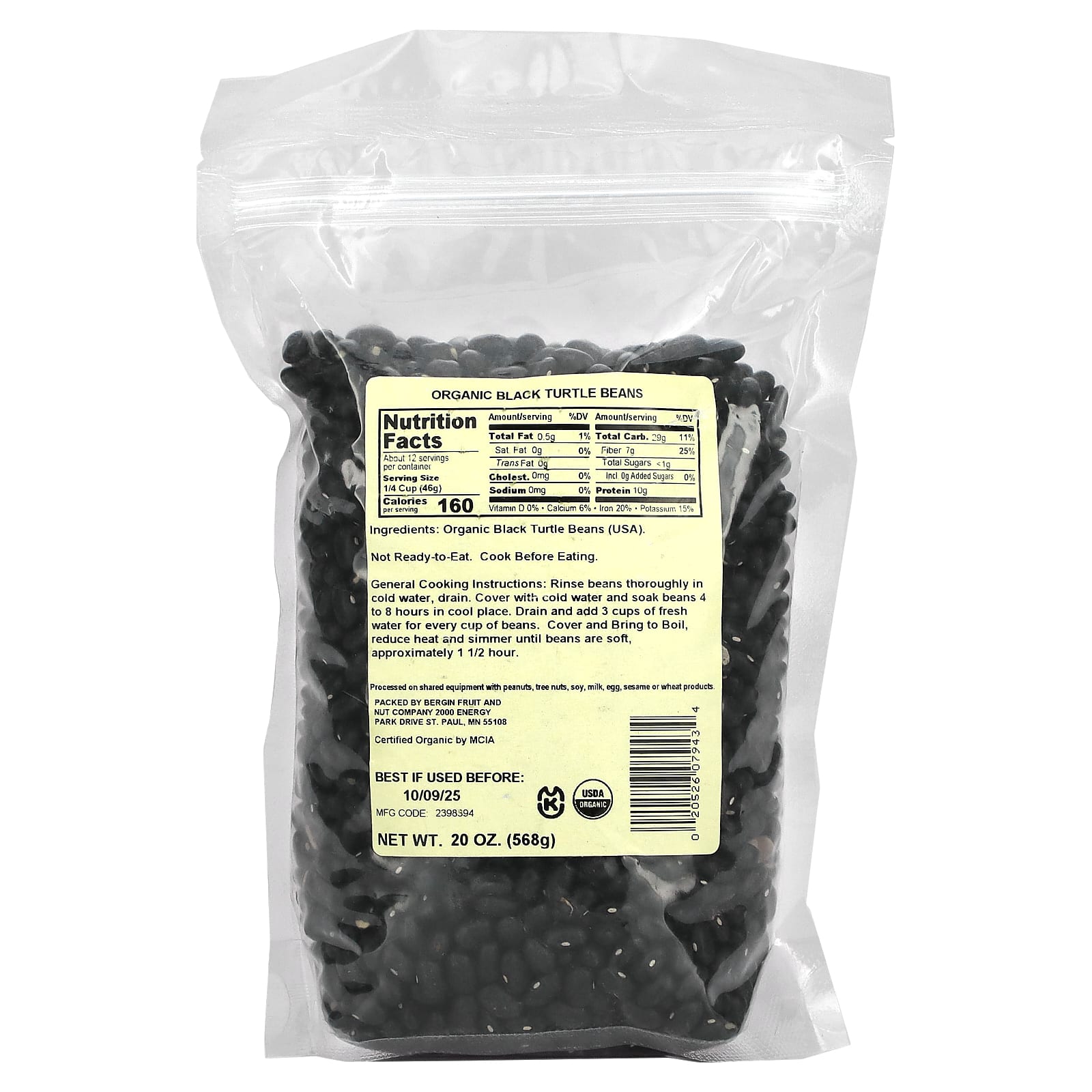 Bergin Organic Black Turtle Beans, 20 oz - USDA Certified - Image 2