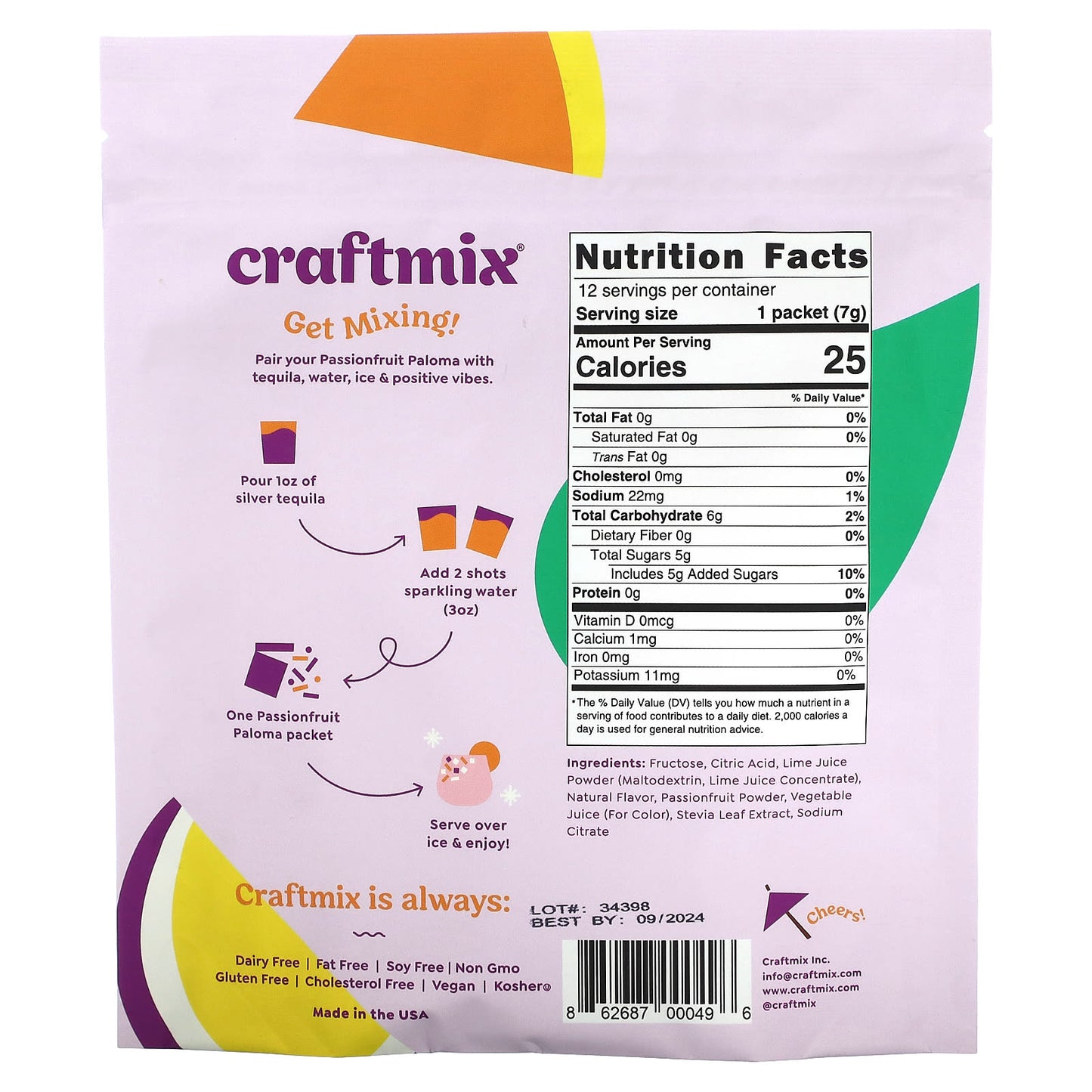 Passionfruit Paloma Cocktail Mix Packets - 12 Pack | Craftmix - Image 2
