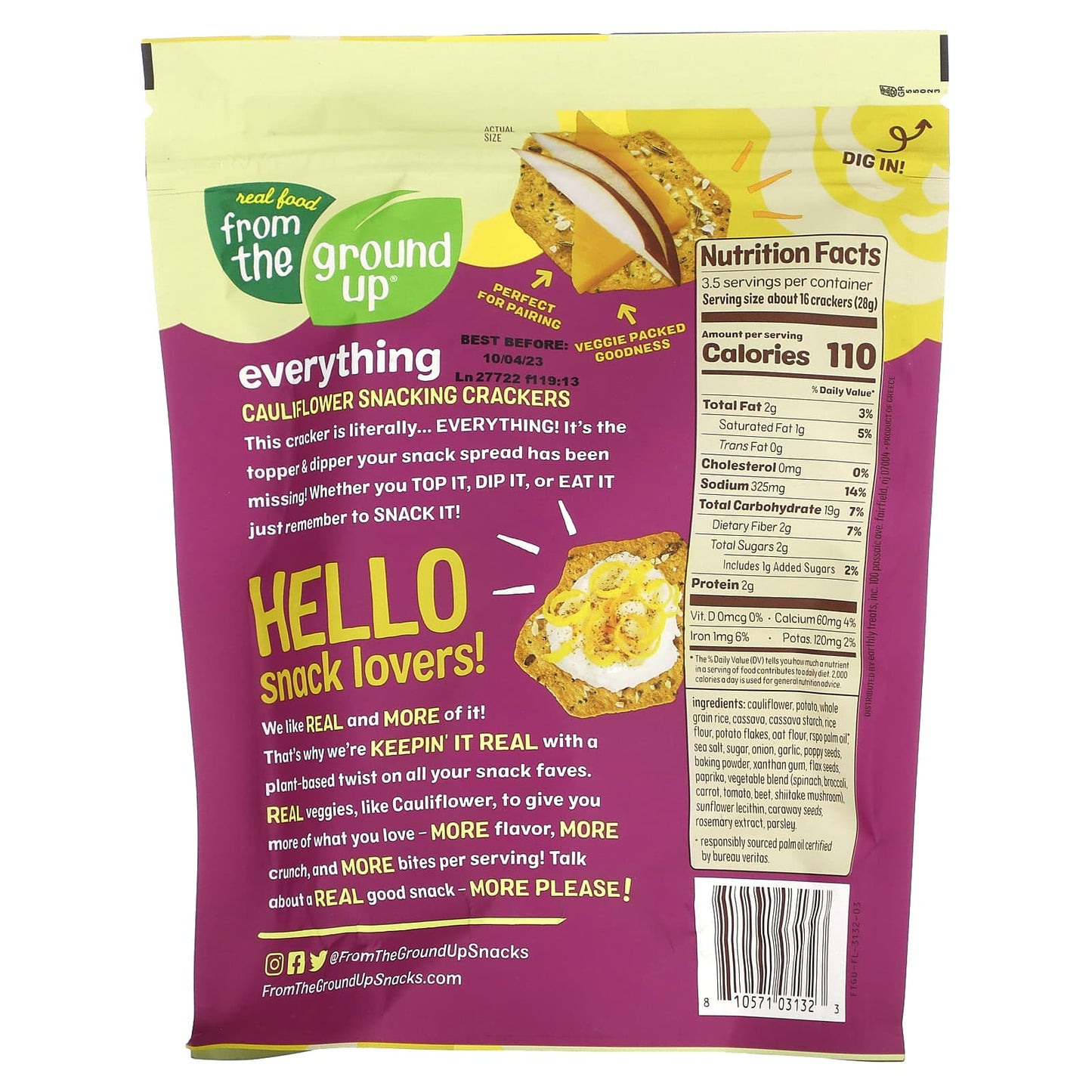 Cauliflower Snacking Crackers - Everything, 3.5 oz - Gluten Free & Vegan - Image 2