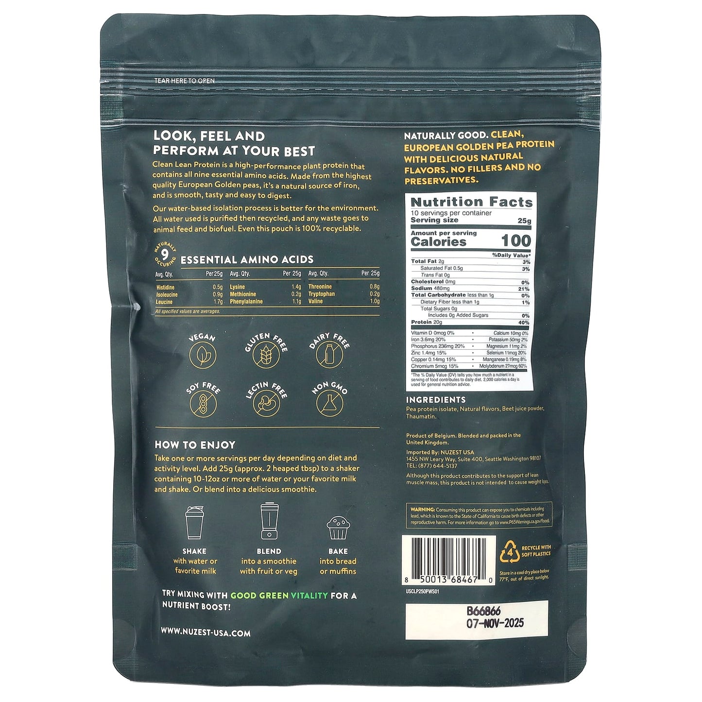 Nuzest, Clean Lean Protein, Wild Strawberry, 8.8 oz (250 g) - Image 2