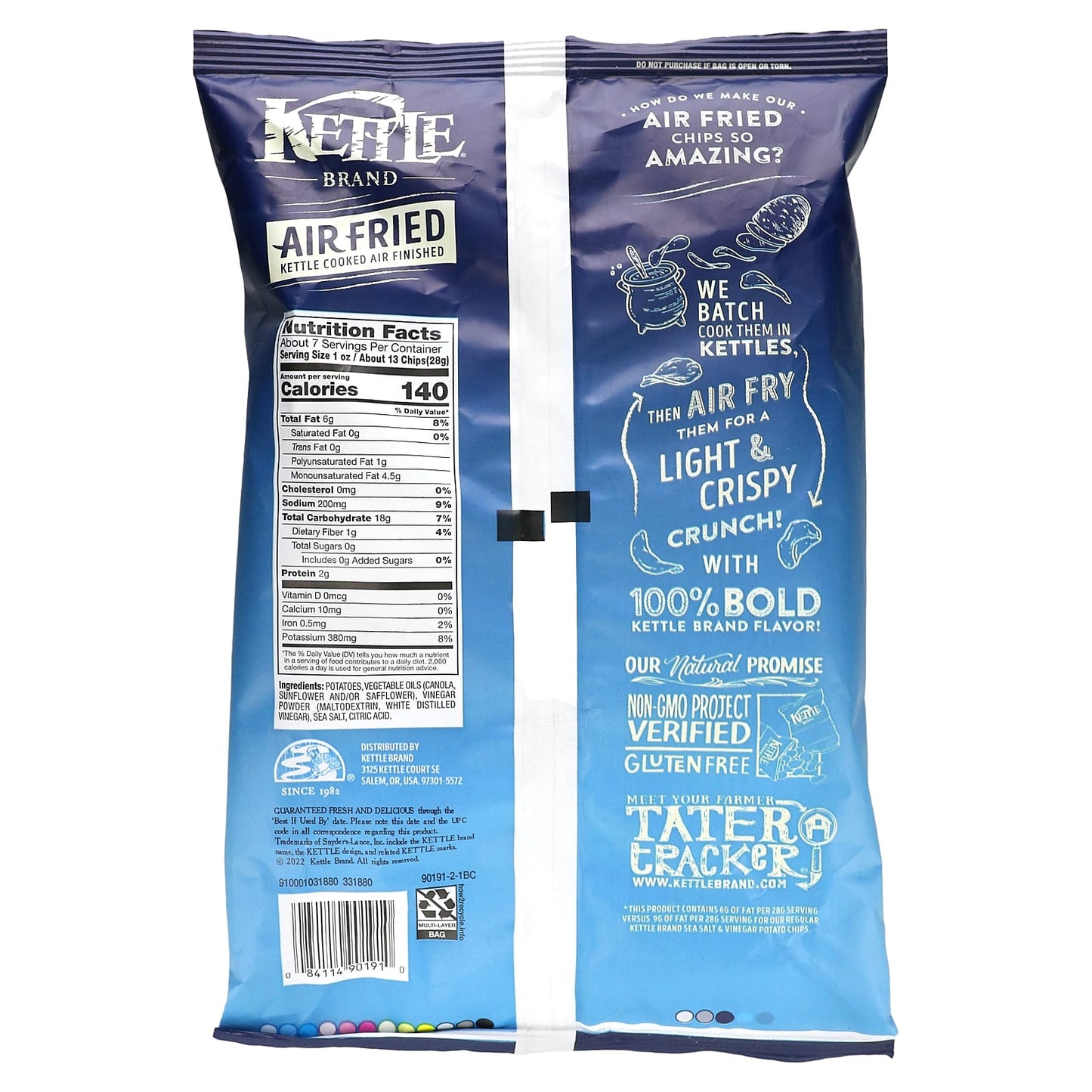 Kettle Foods, Air Fried Potato Chips, Sea Salt & Vinegar, 6.5 oz (184 g) - Image 2