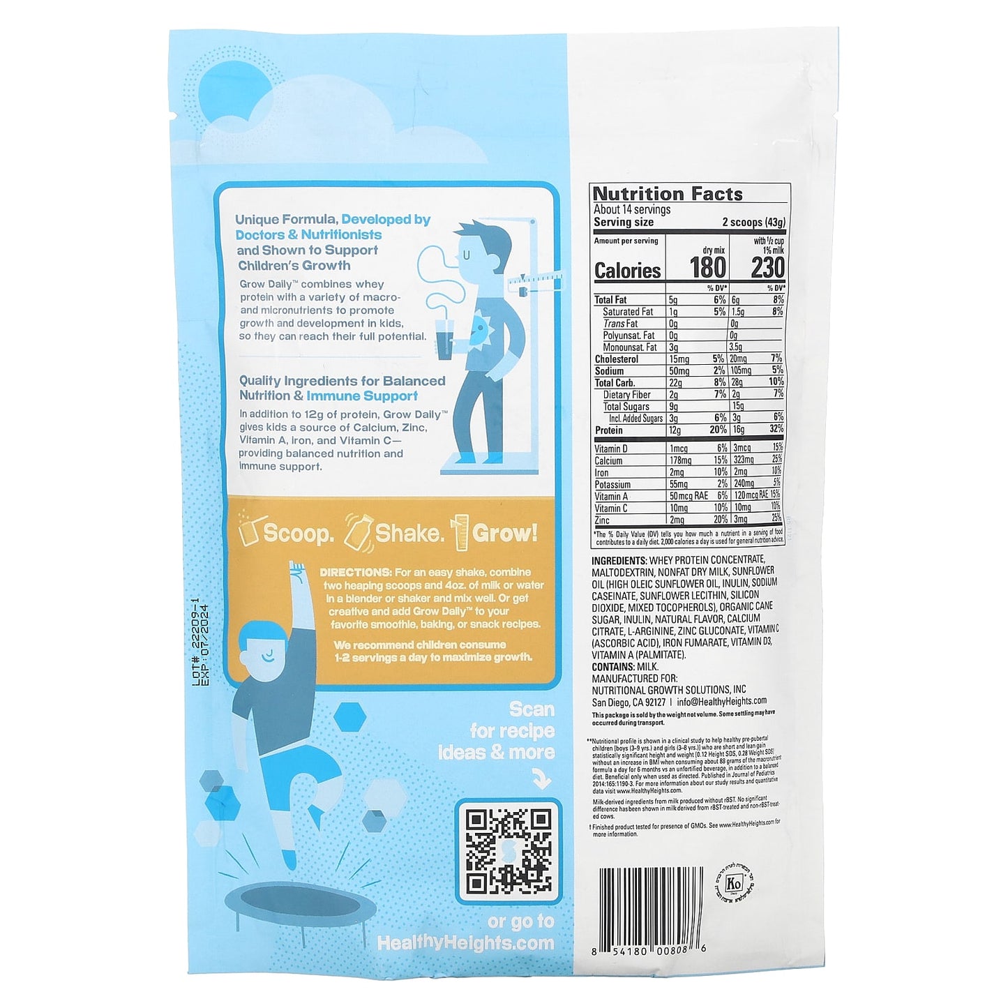 Healthy Kids Grow Daily Whey Protein Nutrition Mix Vanilla 3+ Years - Image 2