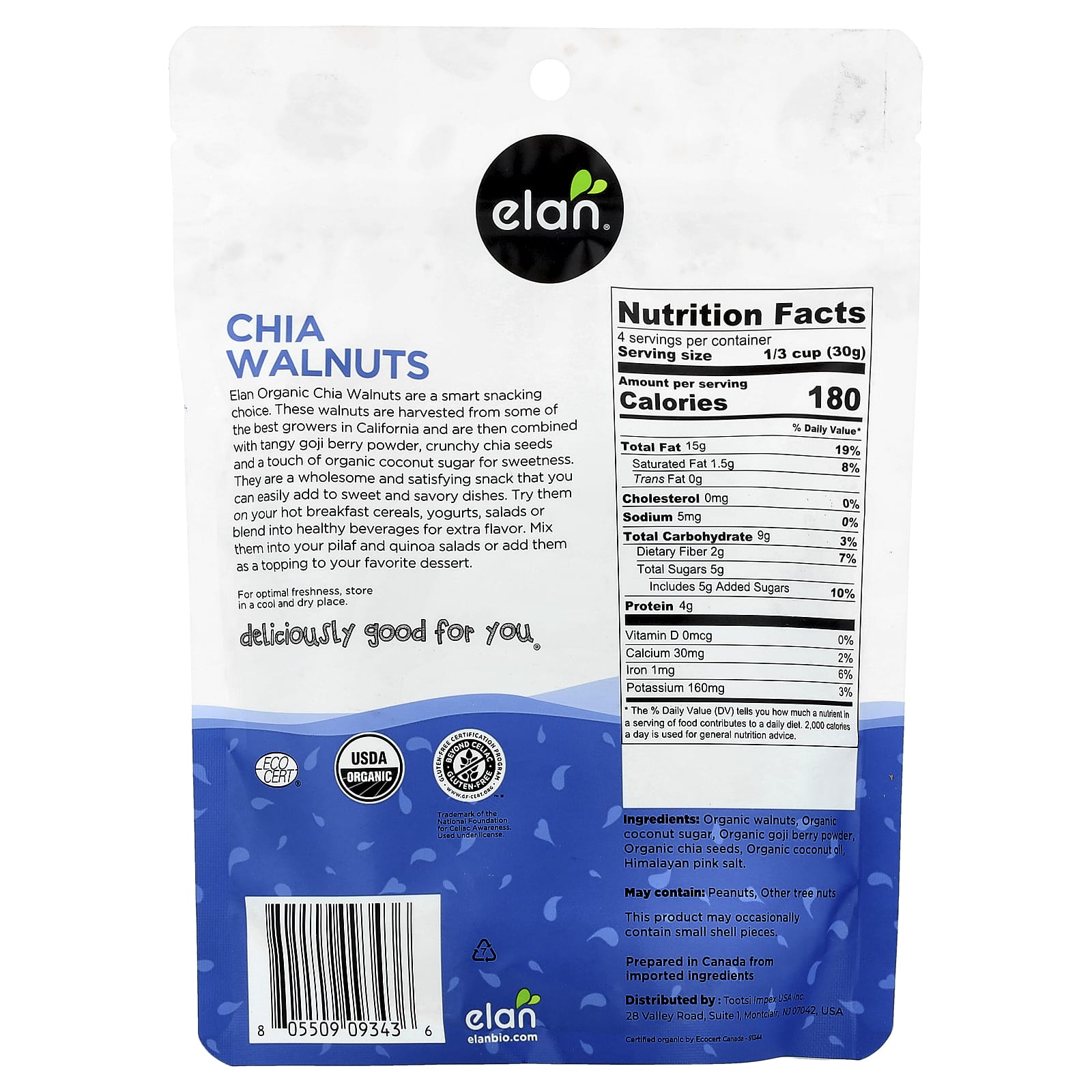 Nourish with Elan Organic Chia Walnuts, USDA Certified - Image 2