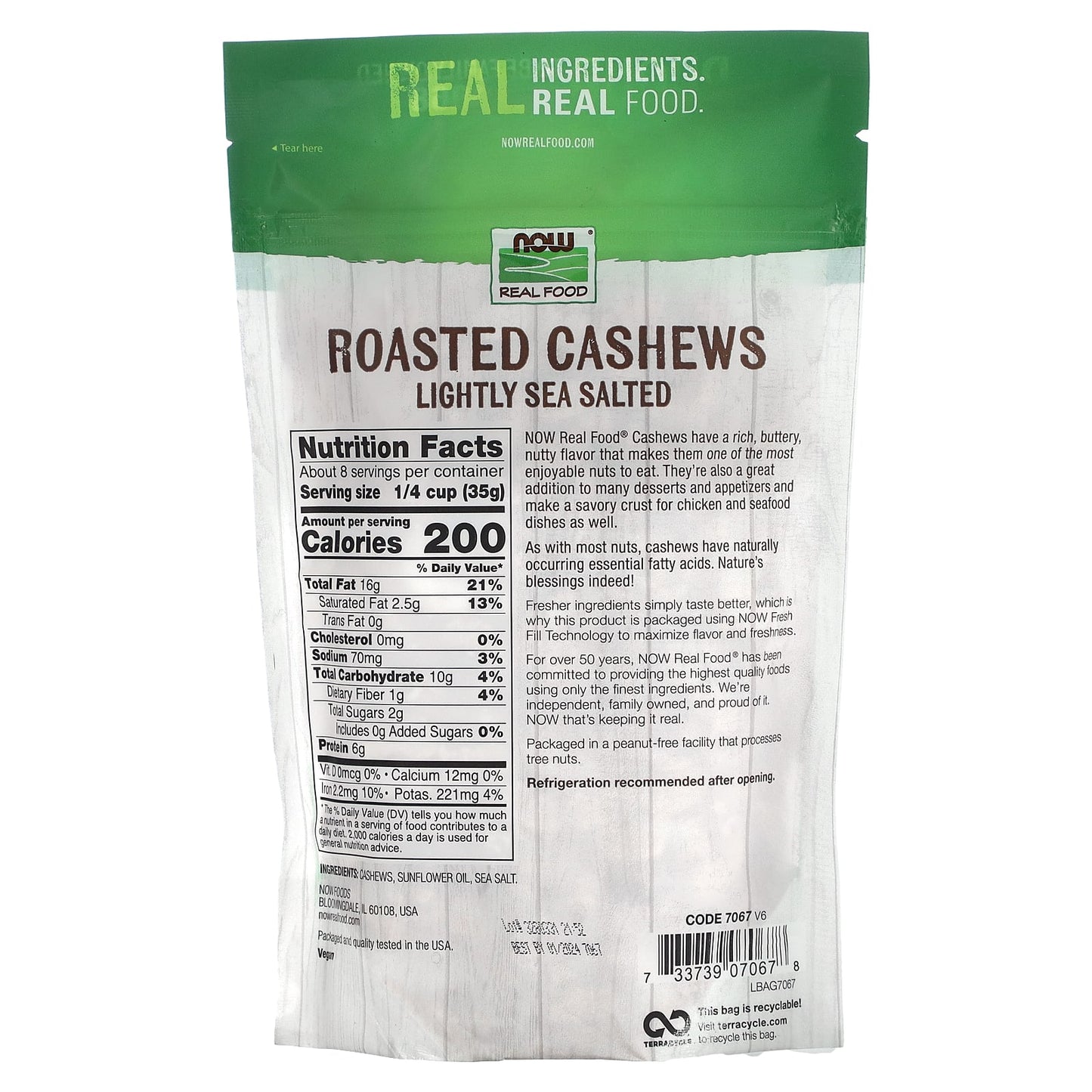 NOW Foods, Real Food, Cashews, Roasted & Lightly Sea Salted, 10 oz (284 g) - Image 2