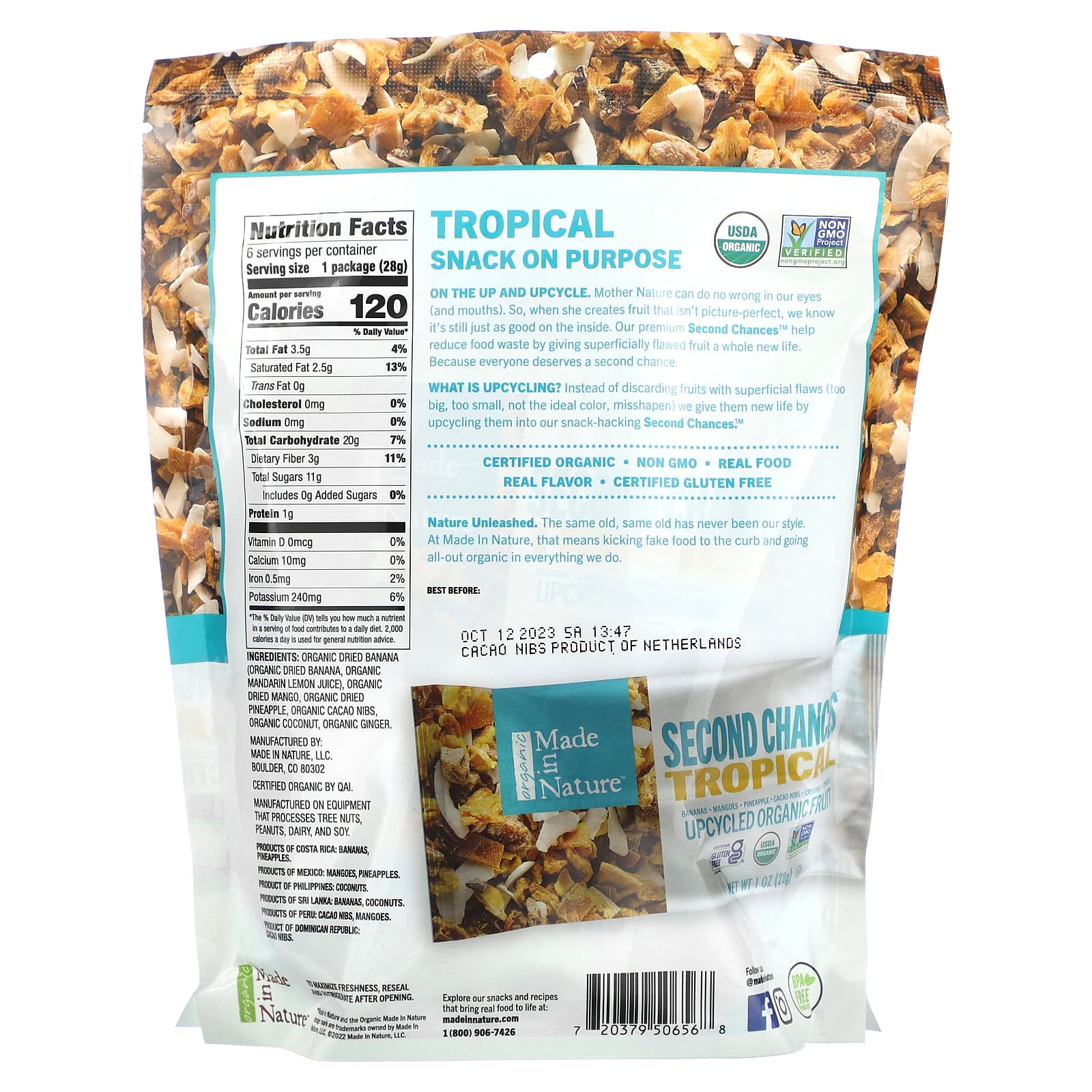 Made in Nature, Second Chances Tropical, Upcycled Organic Fruit, 6 Pack, 1 oz (28 g) Each - Image 2