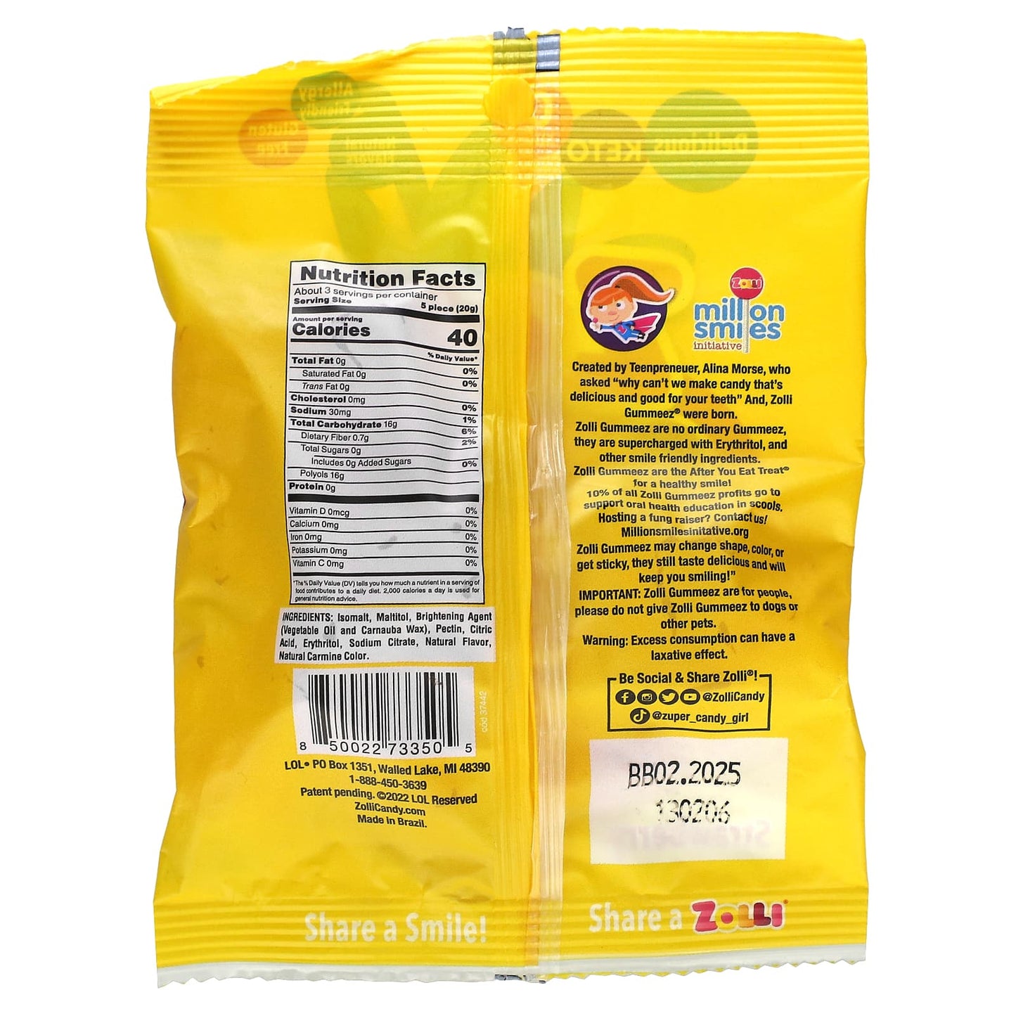 Zollipops, Zolli Gummeez, Strawberry, 1.94 oz (55 g) - Image 2