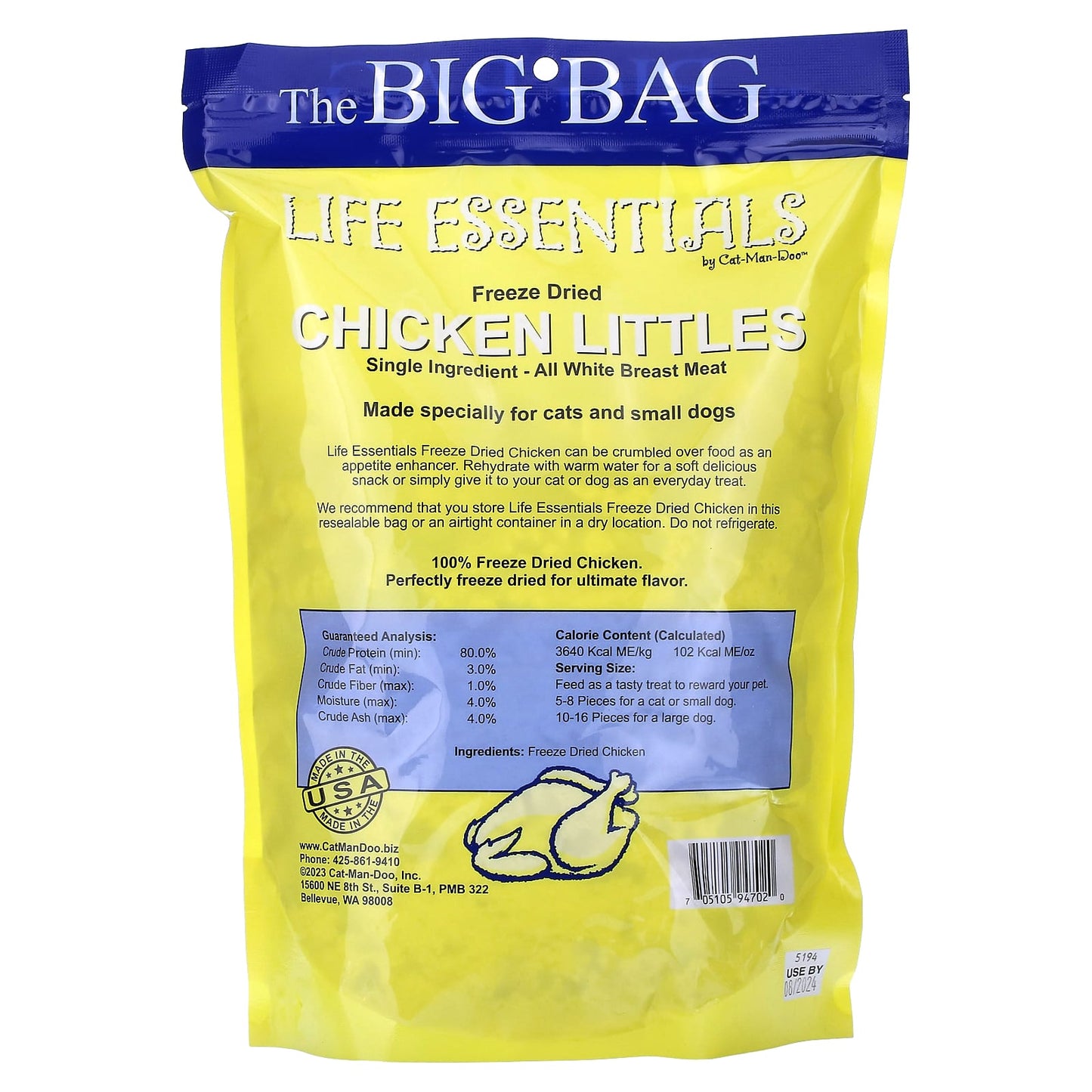 Cat-Man-Doo Freeze Dried Chicken Littles for Cats & Dogs - 16 oz - Image 2