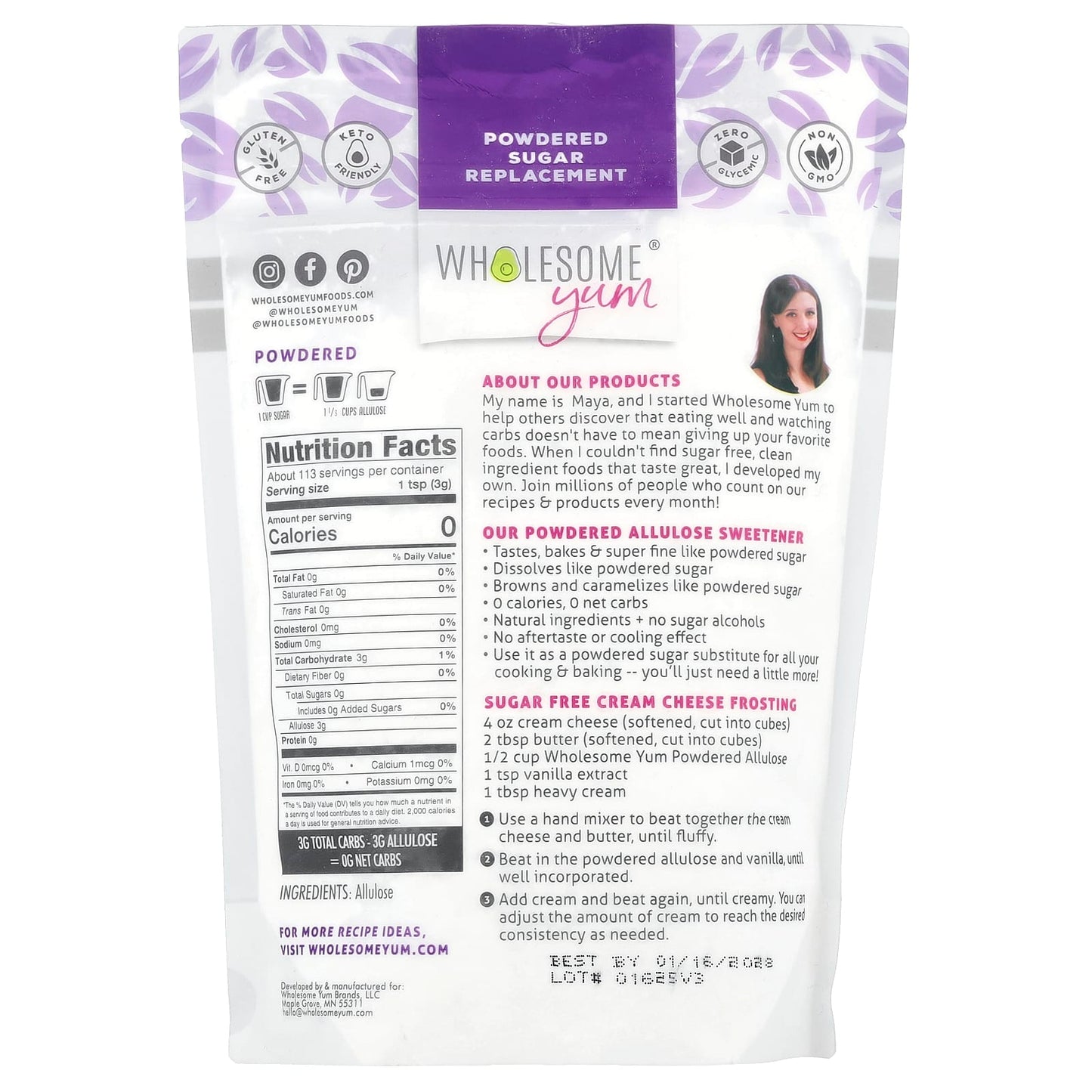 Wholesome Yum, Allulose Powdered Sugar Replacement, 12 oz (340 g) - Image 2