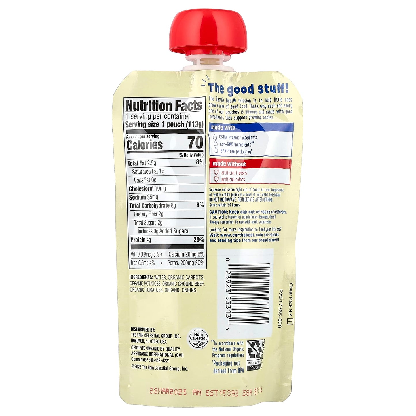 Earth's Best Organic Vegetable & Beef Puree for Babies 9+ Months - Image 2