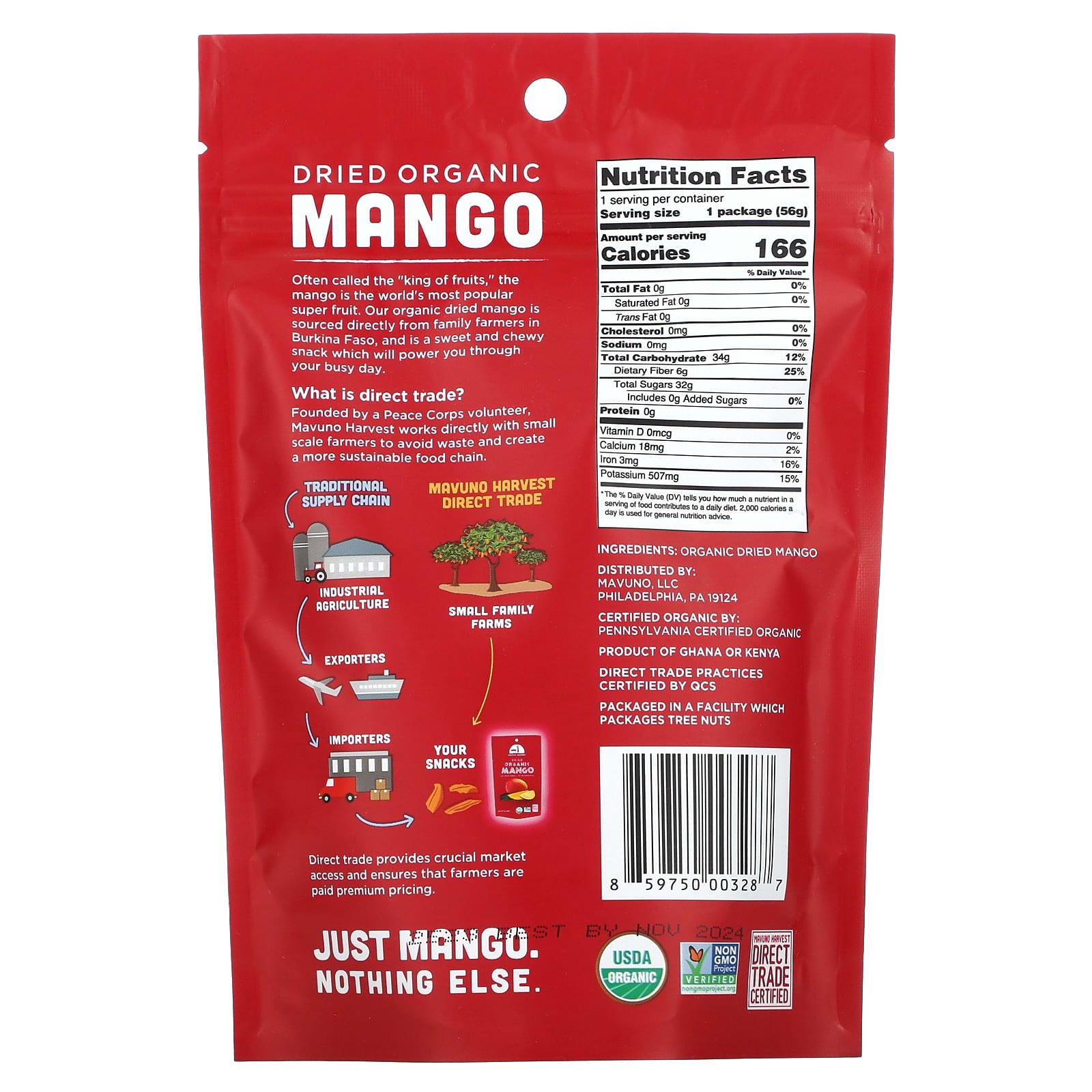 Mavuno Harvest, Organic Dried Mango, 2 oz (56 g) - Image 2