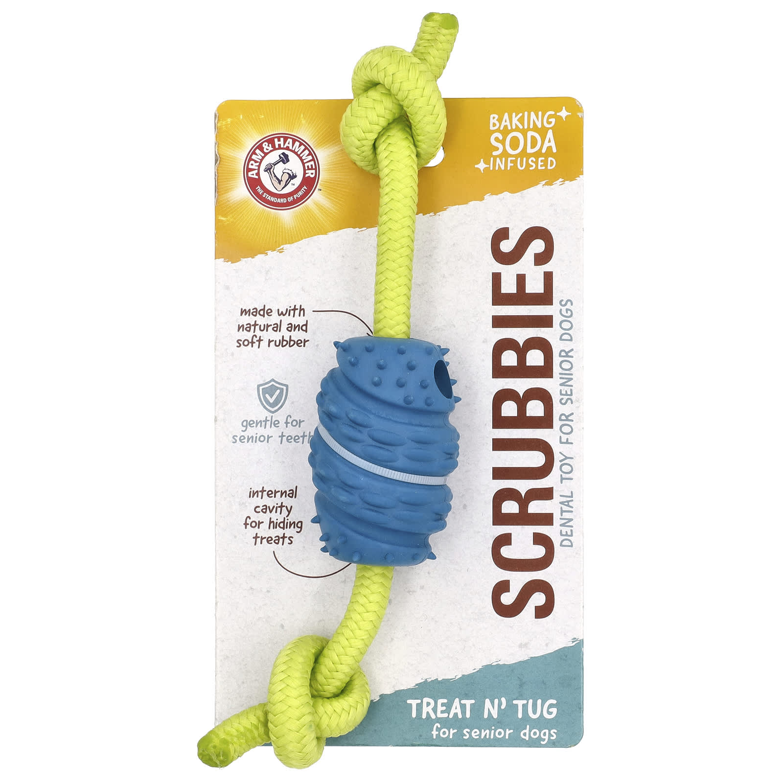 Senior Dog Dental Toy by Arm & Hammer - Treat N' Tug Toy - Image 1