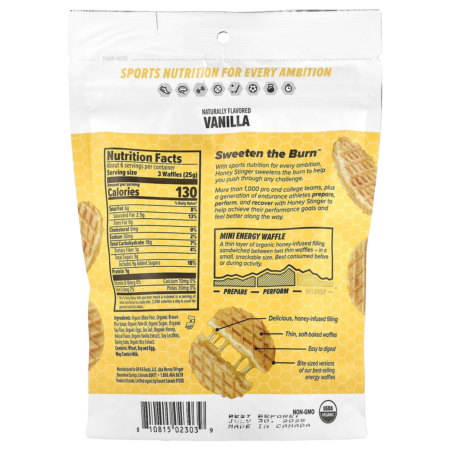 Organic Energy Waffles for Endurance - Vanilla, 5.3 oz - Image 2