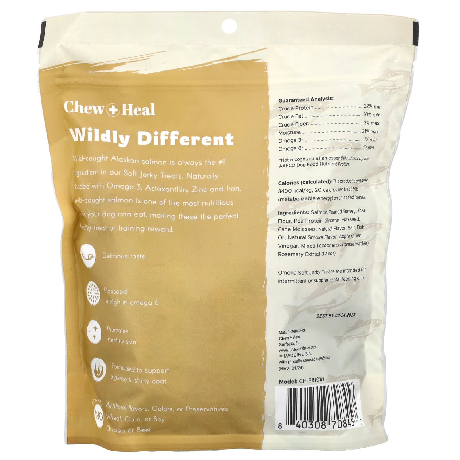 Wild-Caught Salmon Dog Treats - Omega Soft Jerky by Chew + Heal - Image 2
