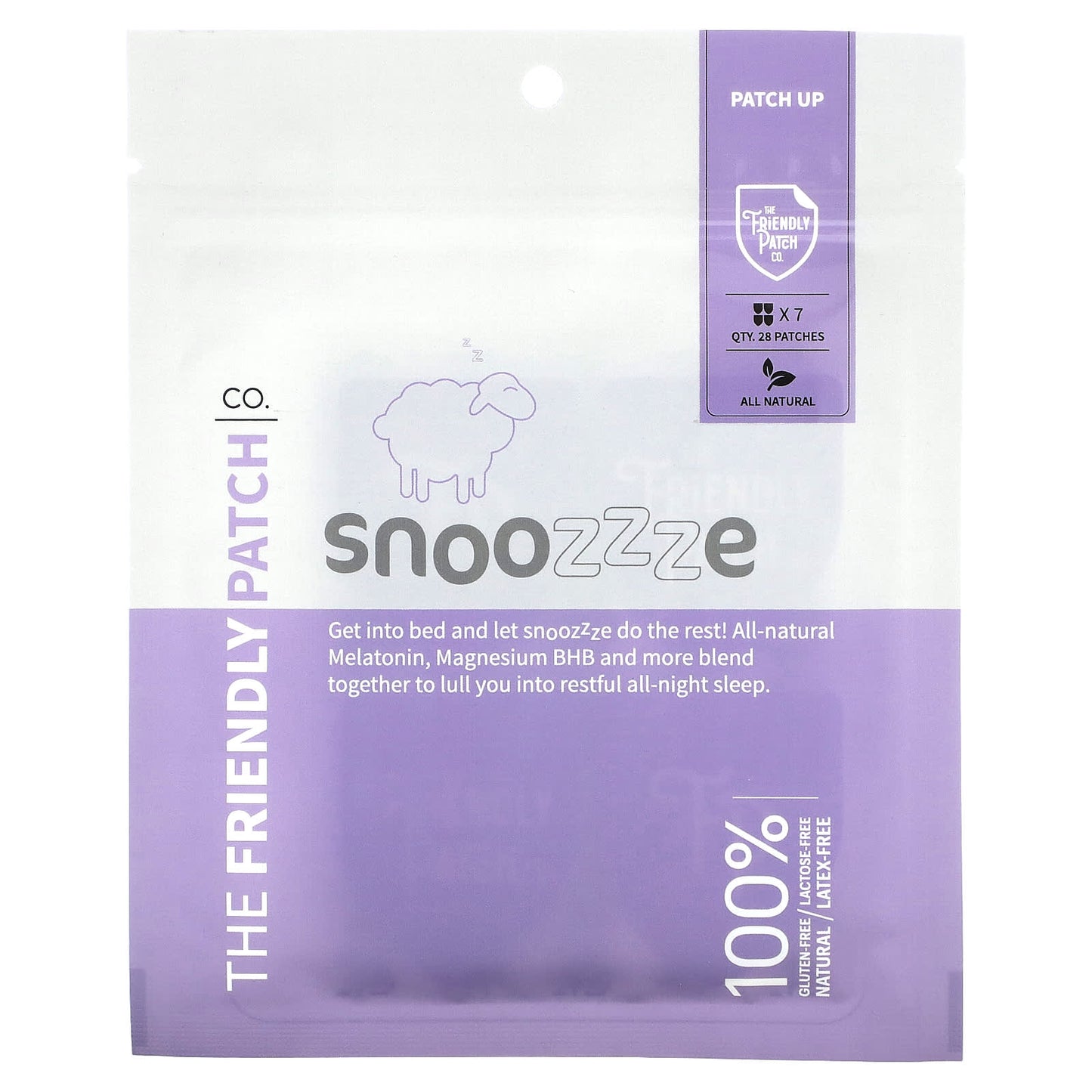 The Friendly Patch, Snoozzze, Melatonin Sleep Patch, 28 Patches - Image 1