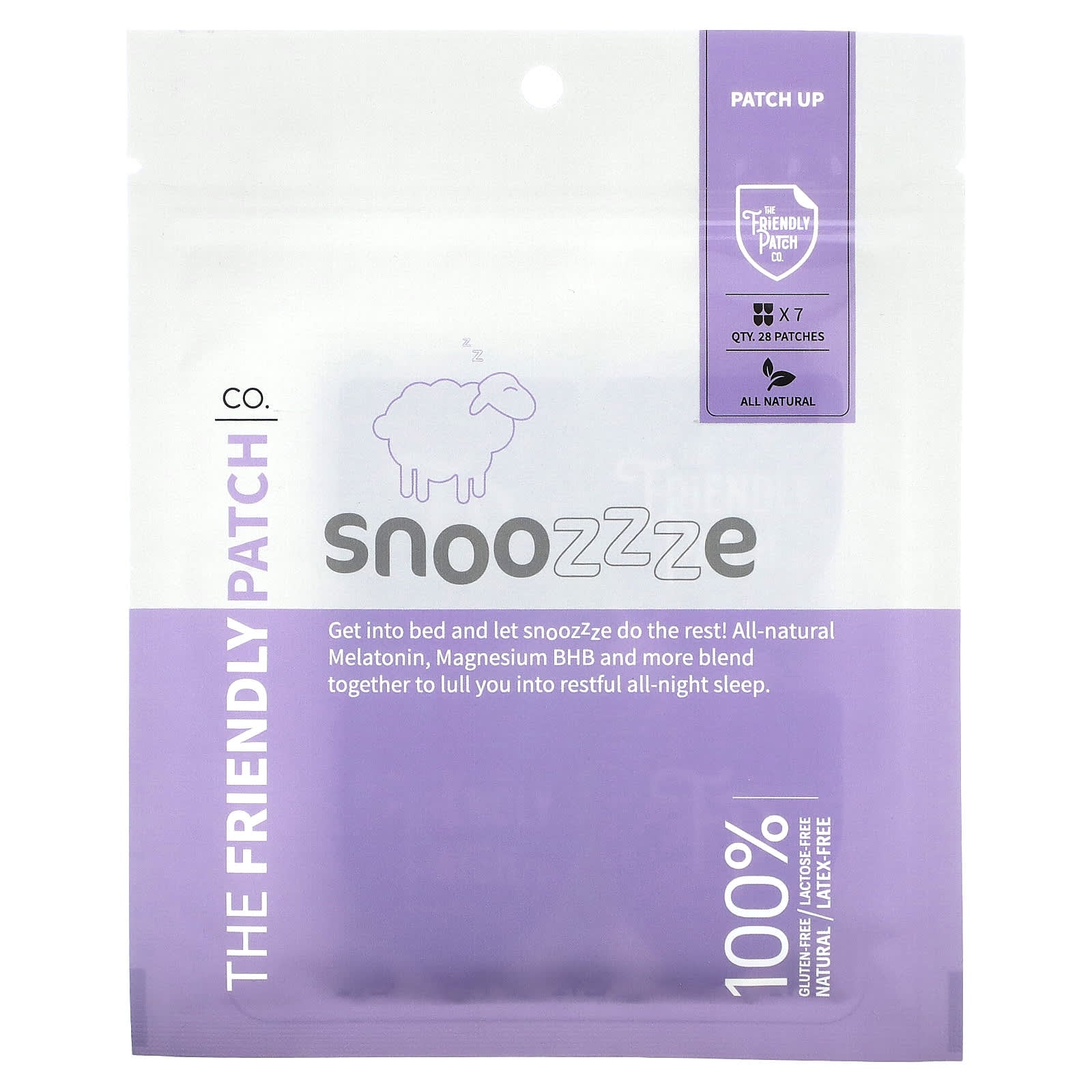 The Friendly Patch, Snoozzze, Melatonin Sleep Patch, 28 Patches - Image 1
